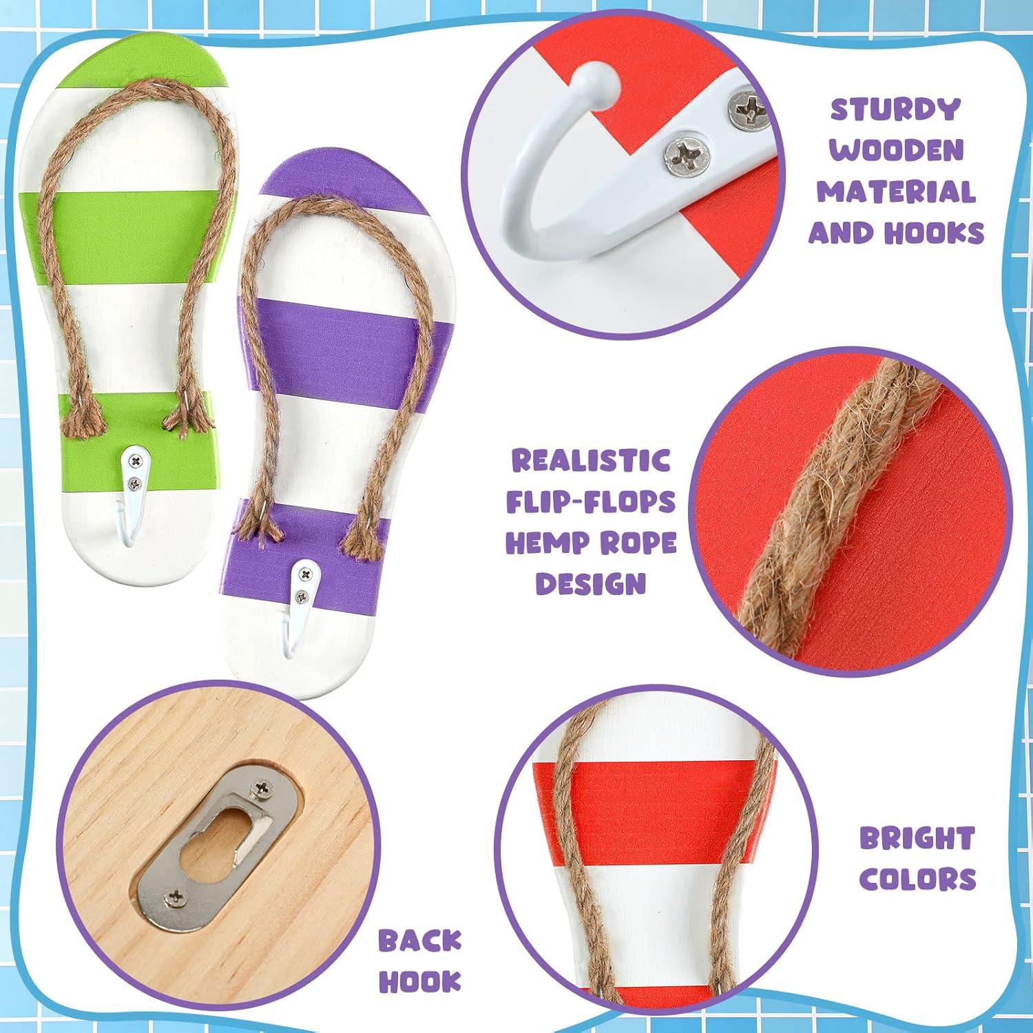 Ganchos de Pared Sintuff 4 Pcs Chancla Madera Decorativos