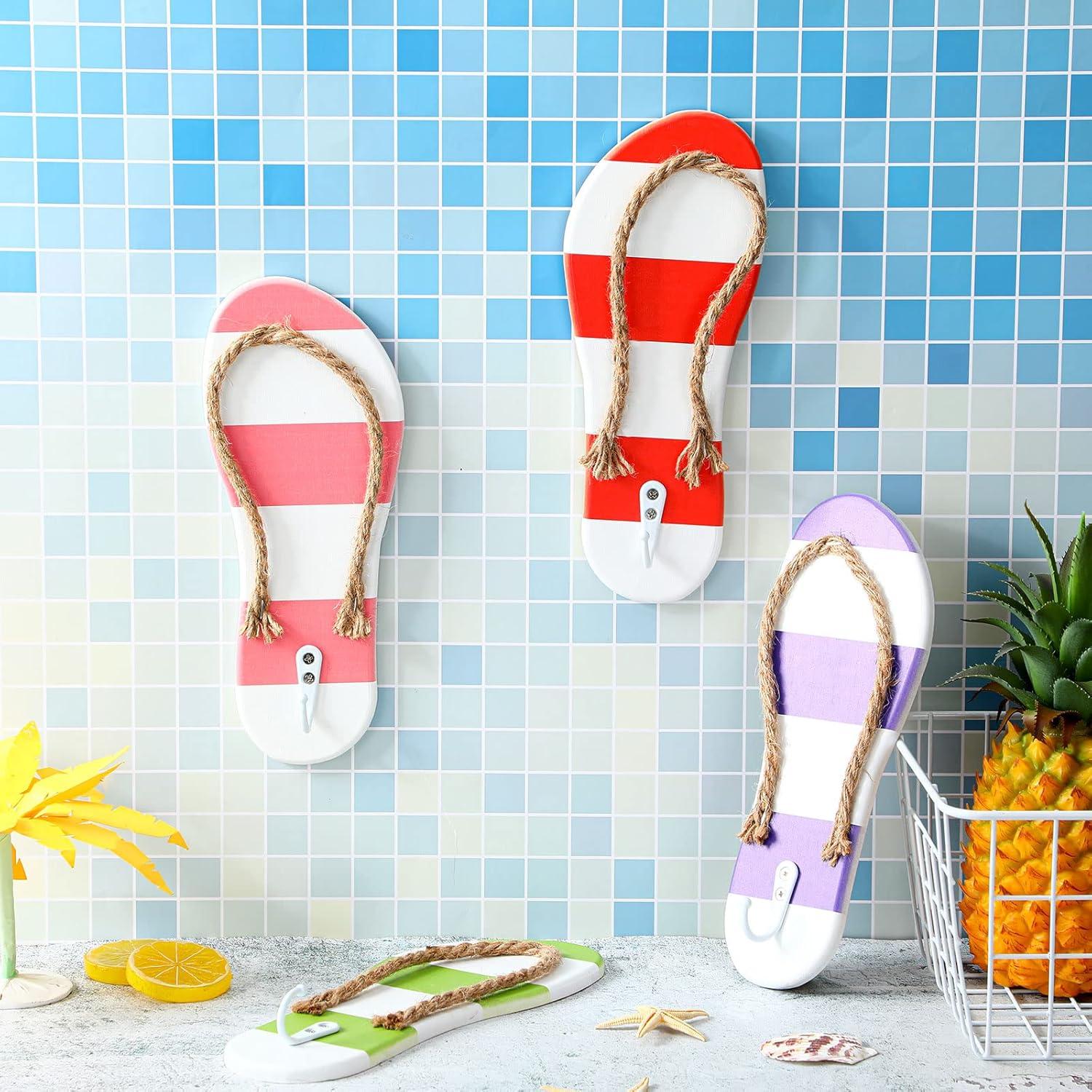 Ganchos de Pared Sintuff 4 Pcs Chancla Madera Decorativos