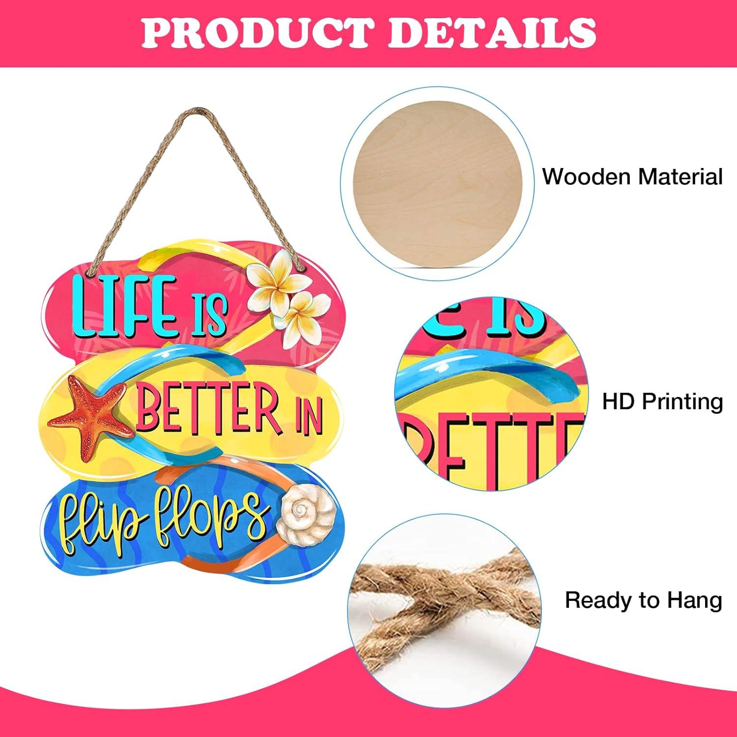 Cartel de Puerta Tropical Bolisom 30.5x30.5cm Chanclas