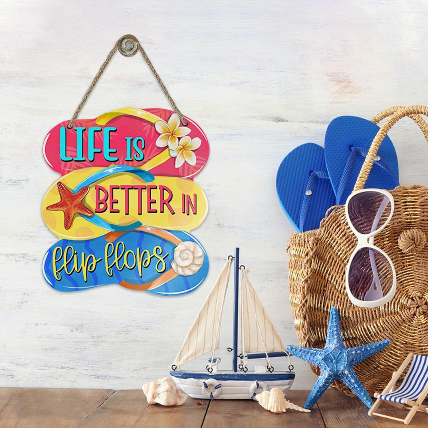 Cartel de Puerta Tropical Bolisom 30.5x30.5cm Chanclas