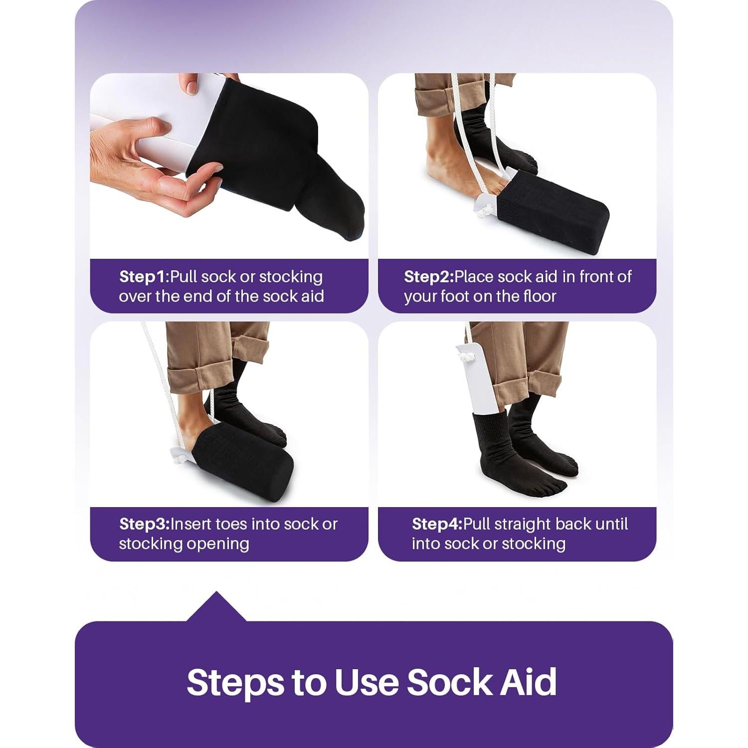 Ayuda para Ponerse Calcetines Kekoy - Blanco, 10.2 cm