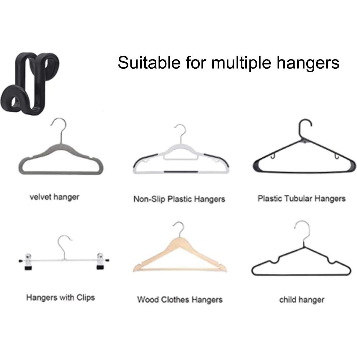 60 Ganchos Conectores para Perchas Kclongvs Ahorro Espacio Negro