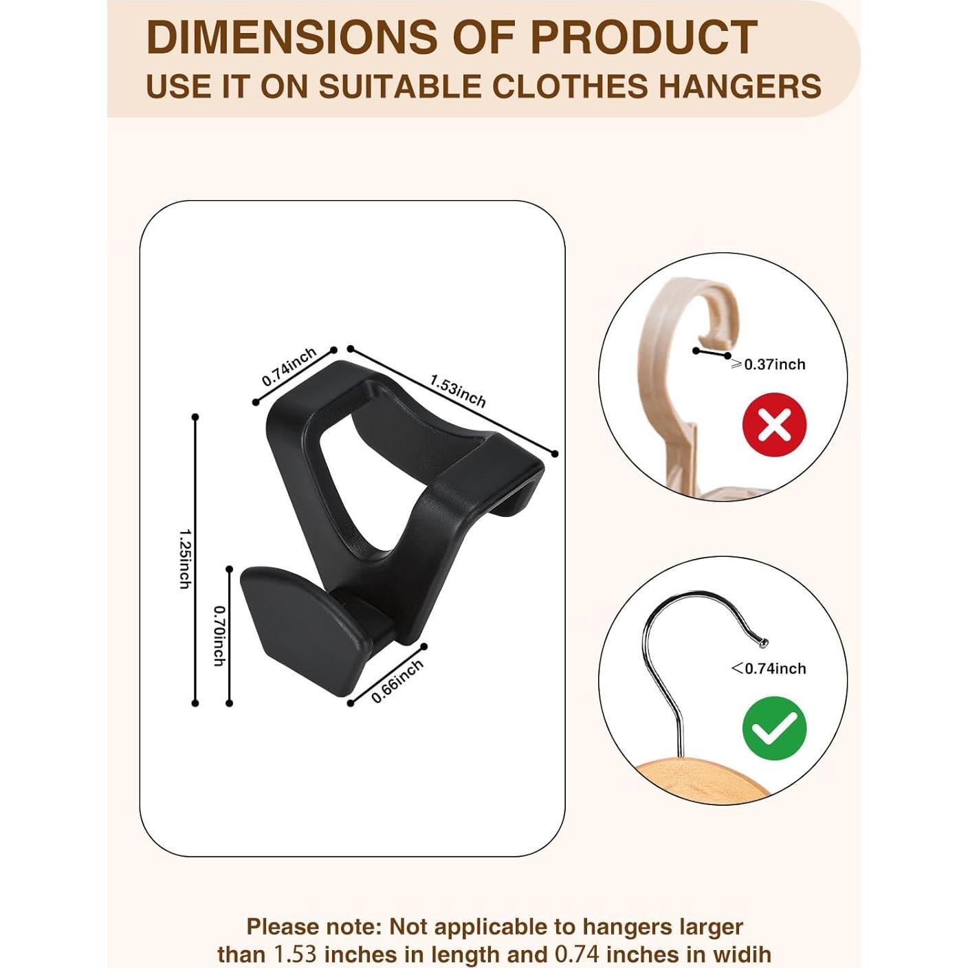 Ganchos Conectores de Perchas Smartor 60 Piezas Negro