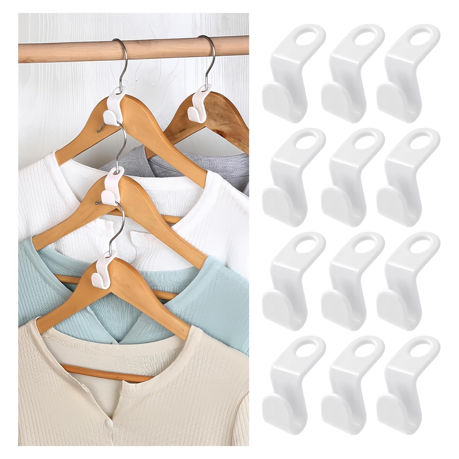 50 Ganchos Conectores UNEFCYC para Ropa Ahorra Espacio Blanco