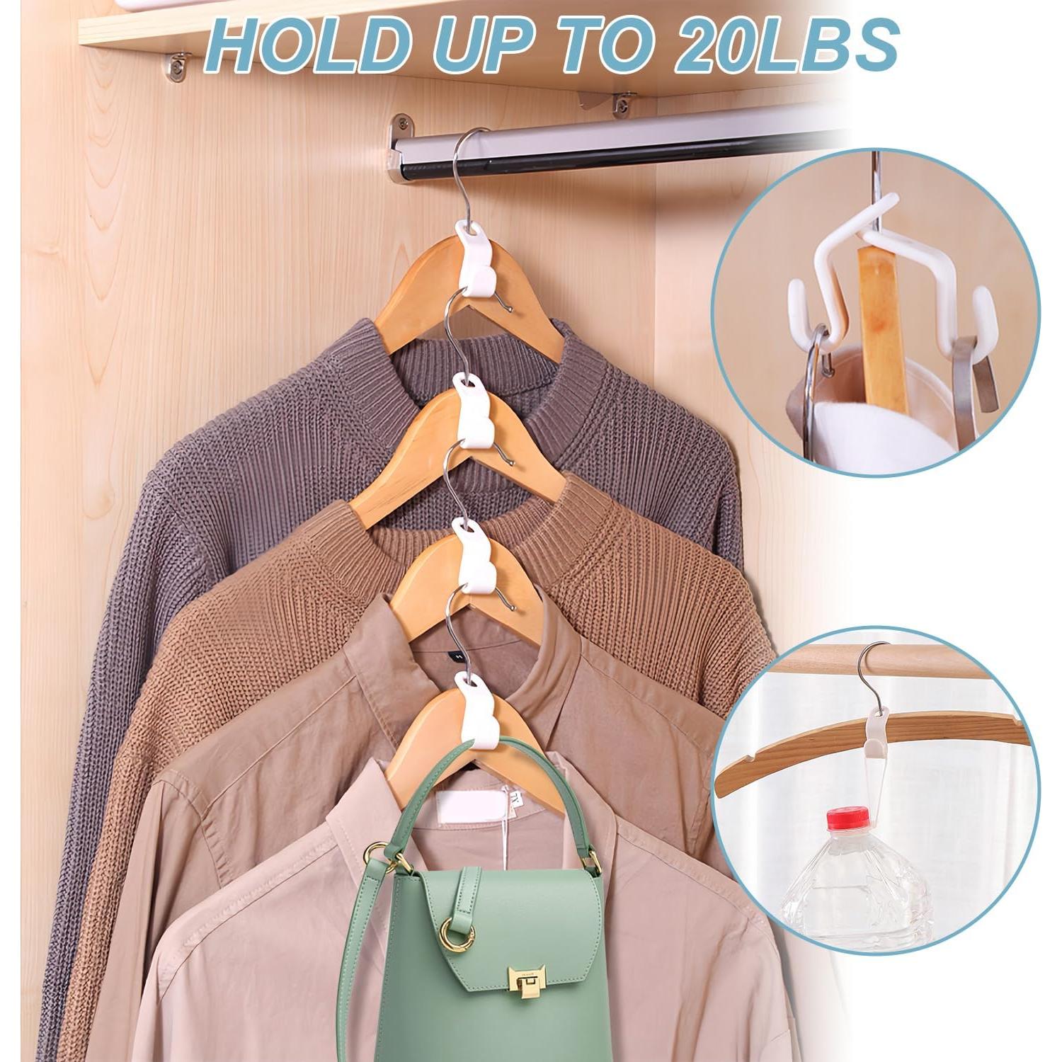 50 Ganchos Conectores UNEFCYC para Ropa Ahorra Espacio Blanco