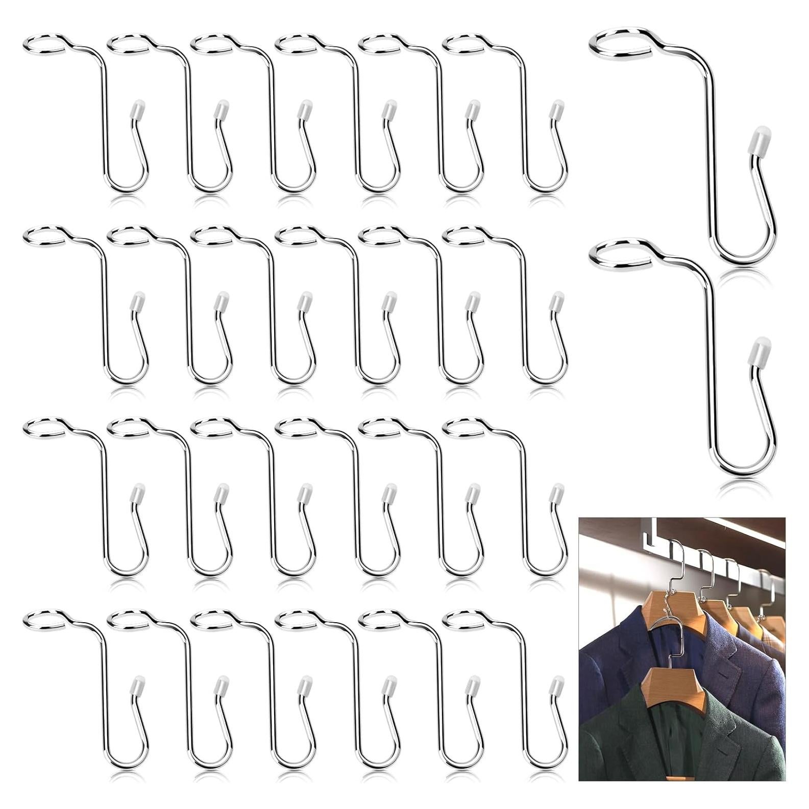 50 Ganchos Conectores de Percha Metálicos Sankoly Plata 8.7 mm