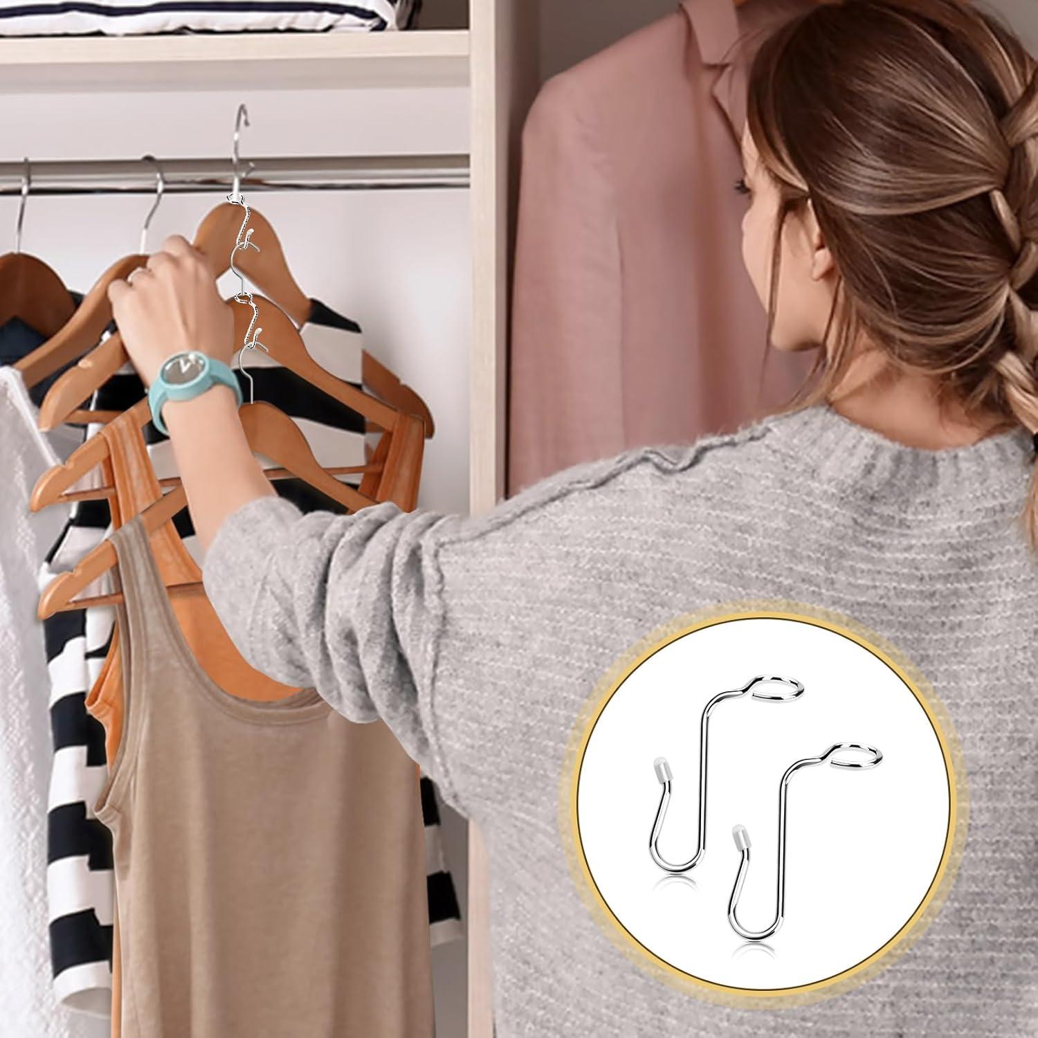 50 Ganchos Conectores de Percha Metálicos Sankoly Plata 8.7 mm