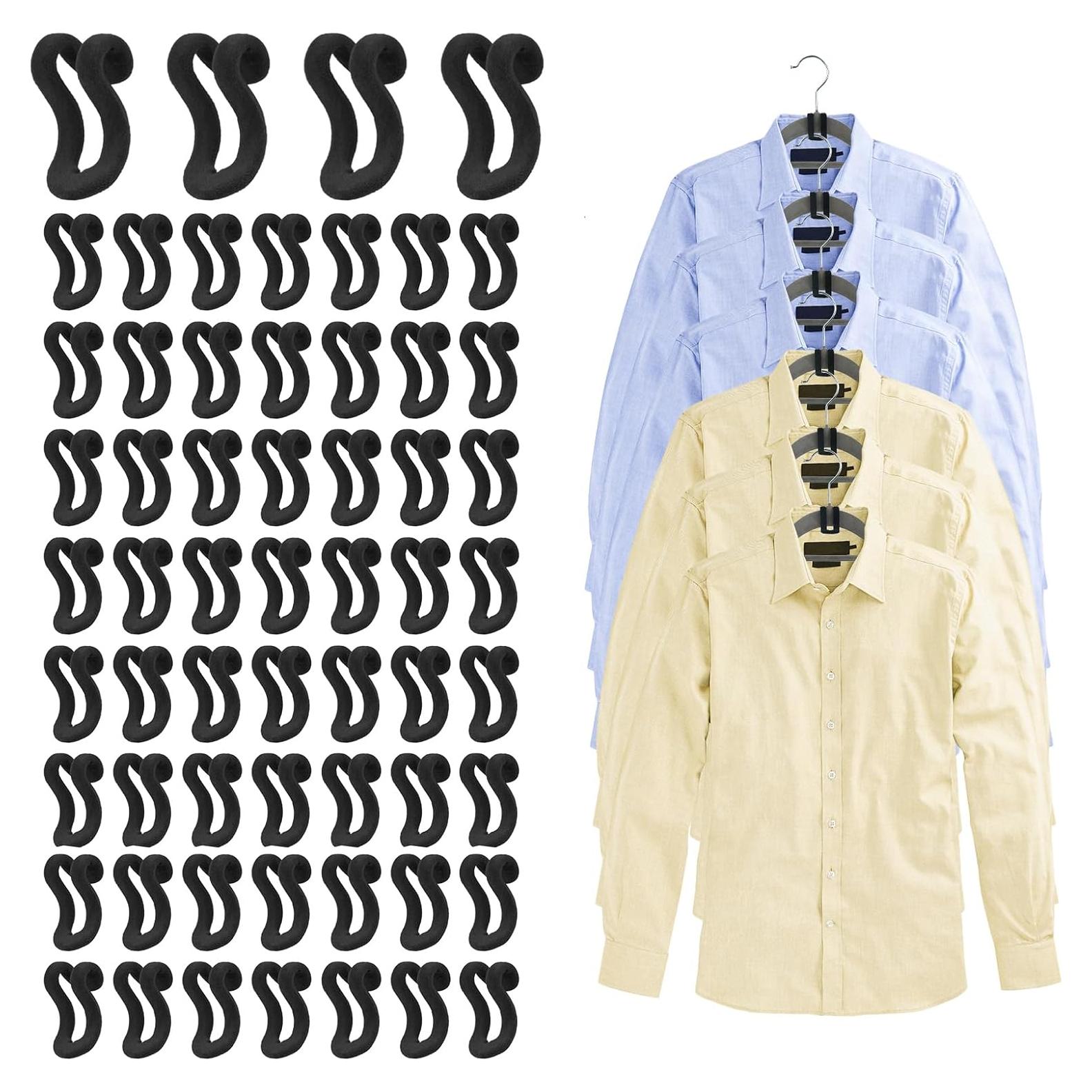 Ganchos Conectores para Perchas Mlici 60 Pcs Terciopelo Negro