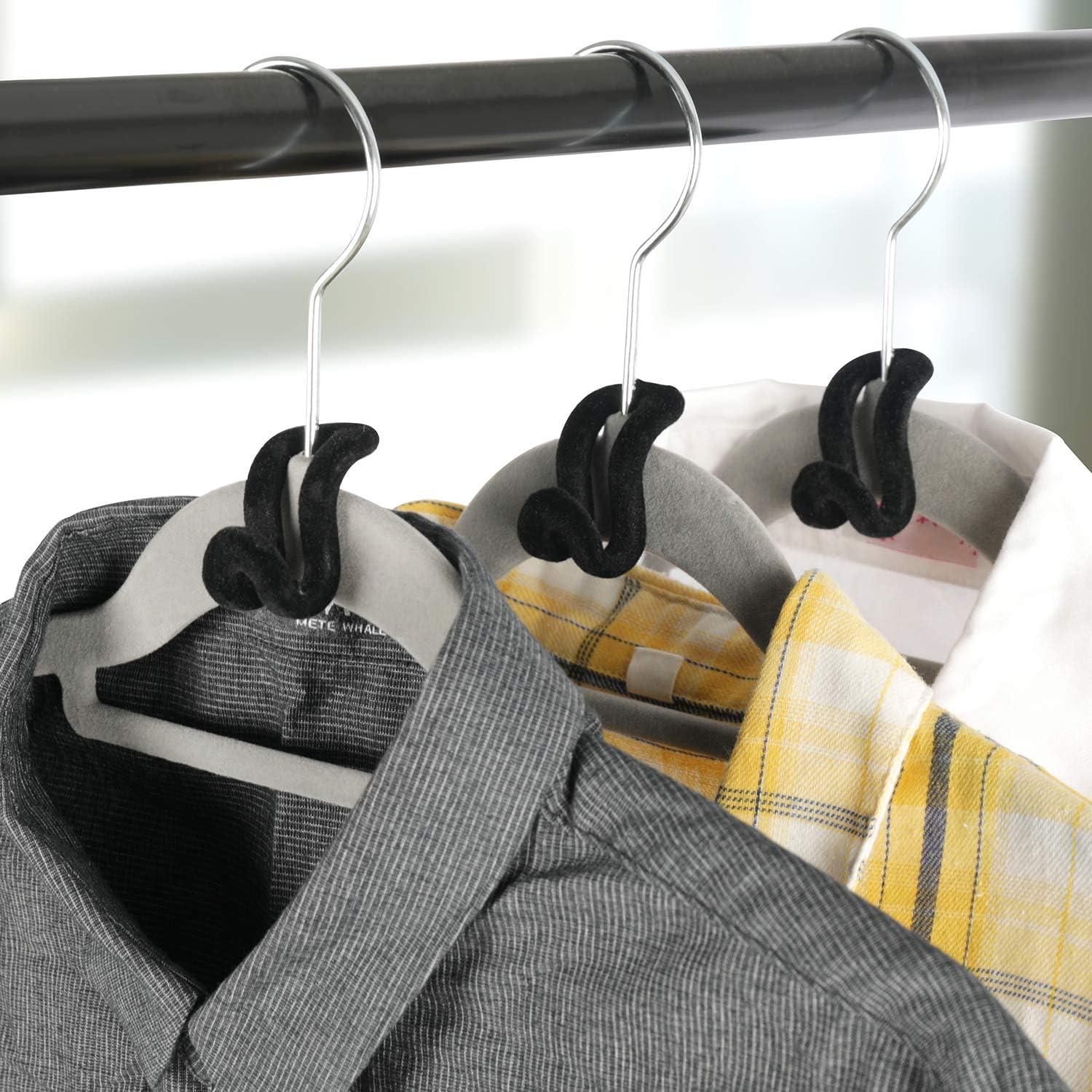 Ganchos Conectores para Perchas Mlici 60 Pcs Terciopelo Negro