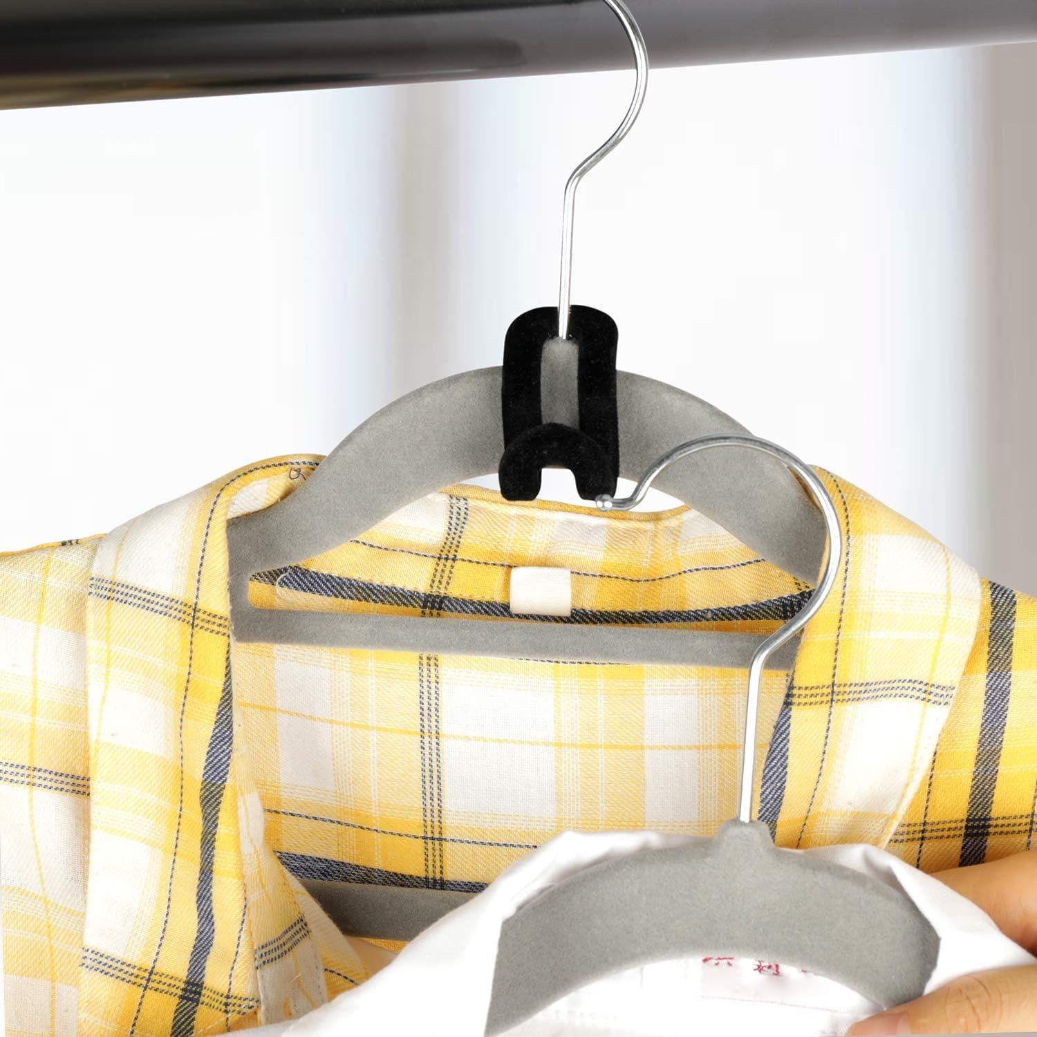 Ganchos Conectores para Perchas Mlici 60 Pcs Terciopelo Negro