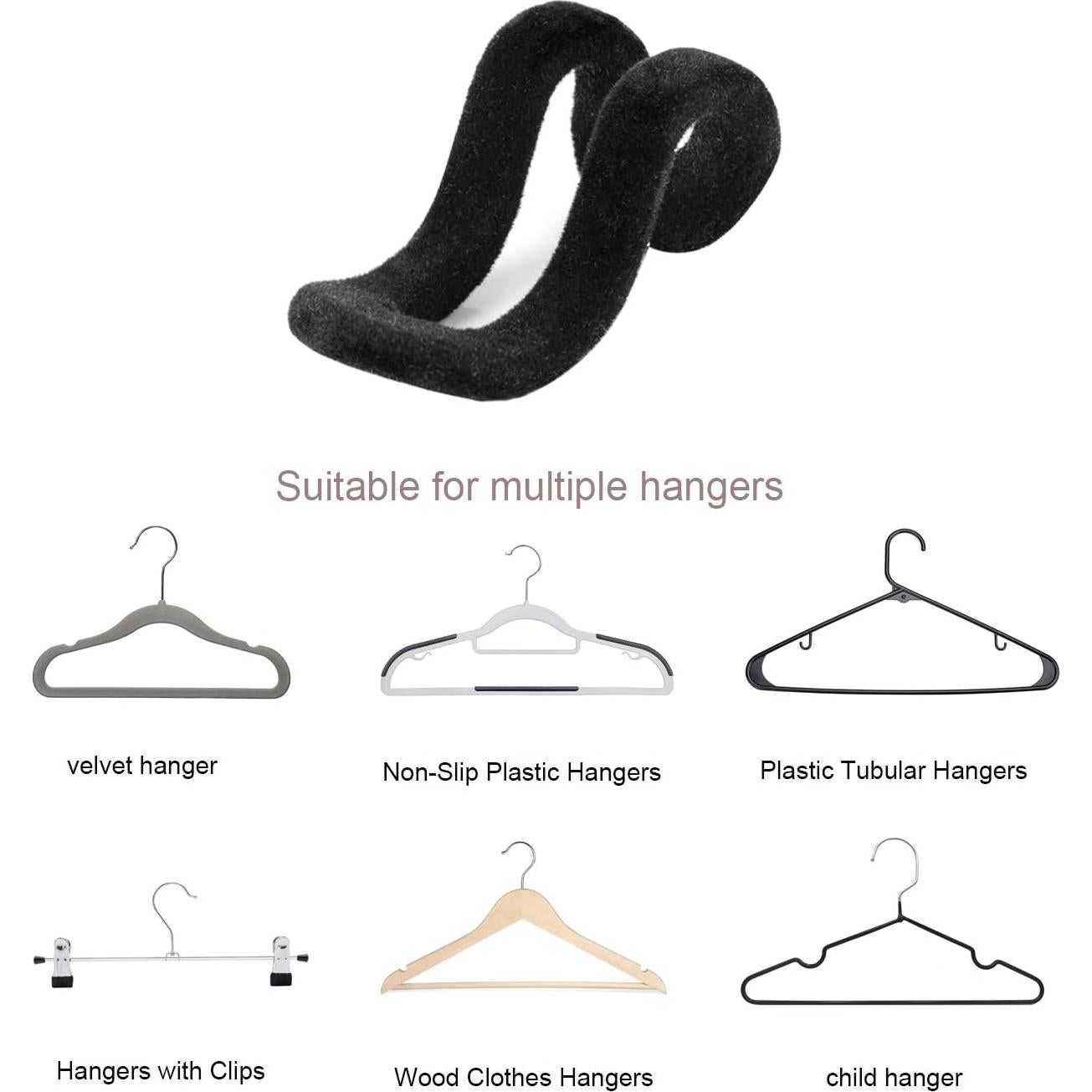 Ganchos Conectores para Perchas Mlici 60 Pcs Terciopelo Negro