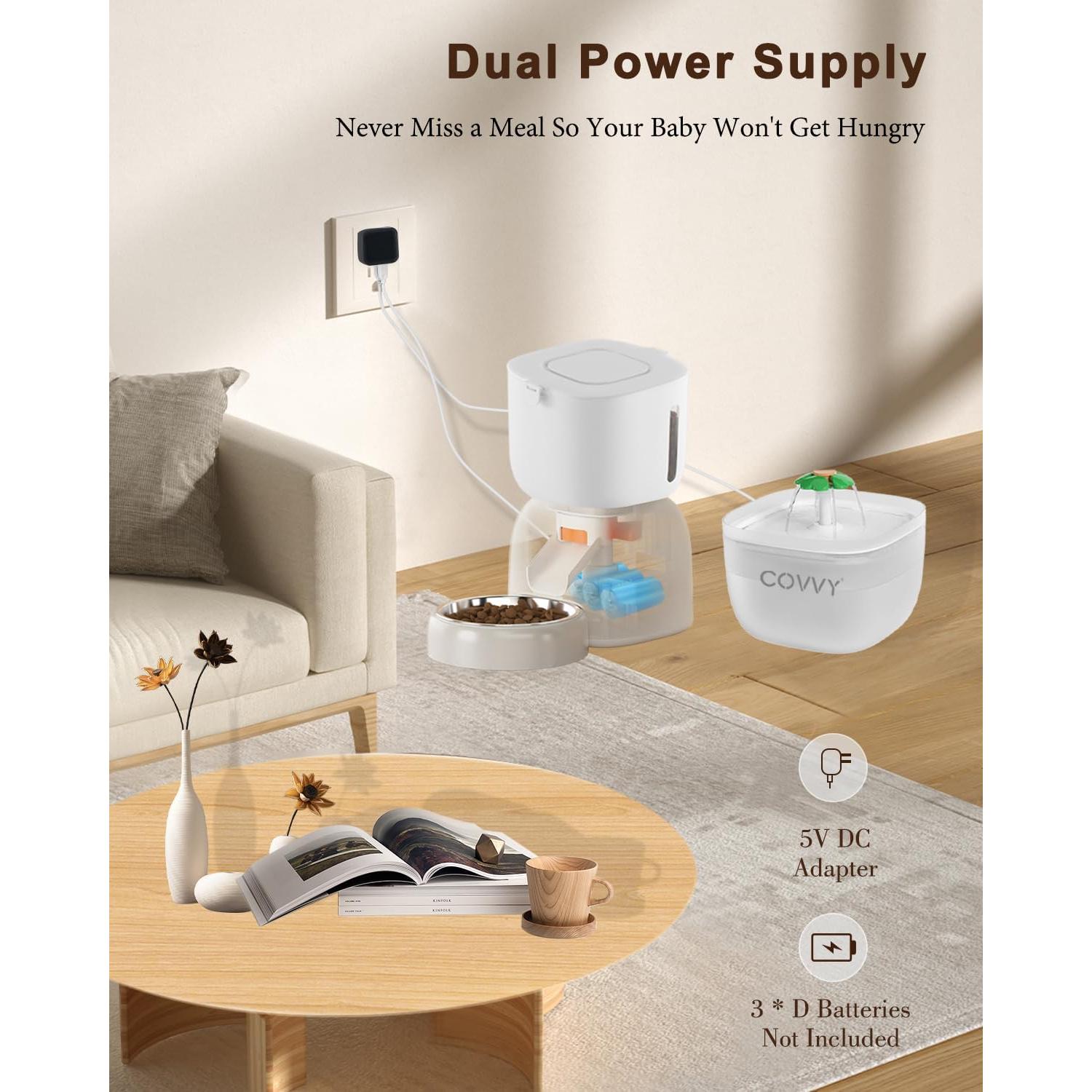 Dispensador Automático de Comida y Agua COVVY 3L LCD