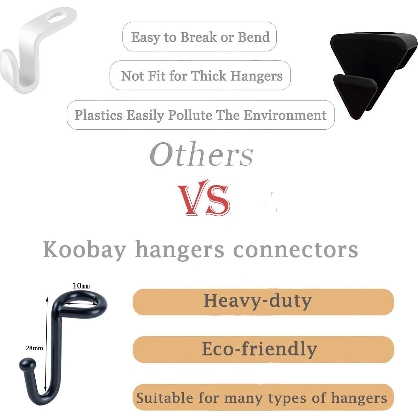 Ganchos Conectores para Perchas KOOBAY 36PCS Metal Negro