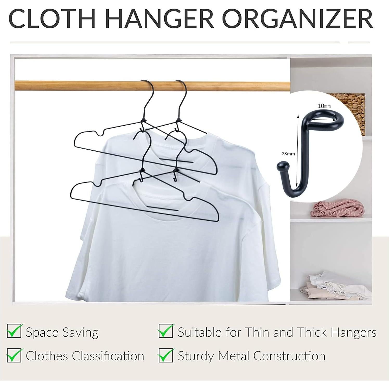 Ganchos Conectores para Perchas KOOBAY 36PCS Metal Negro