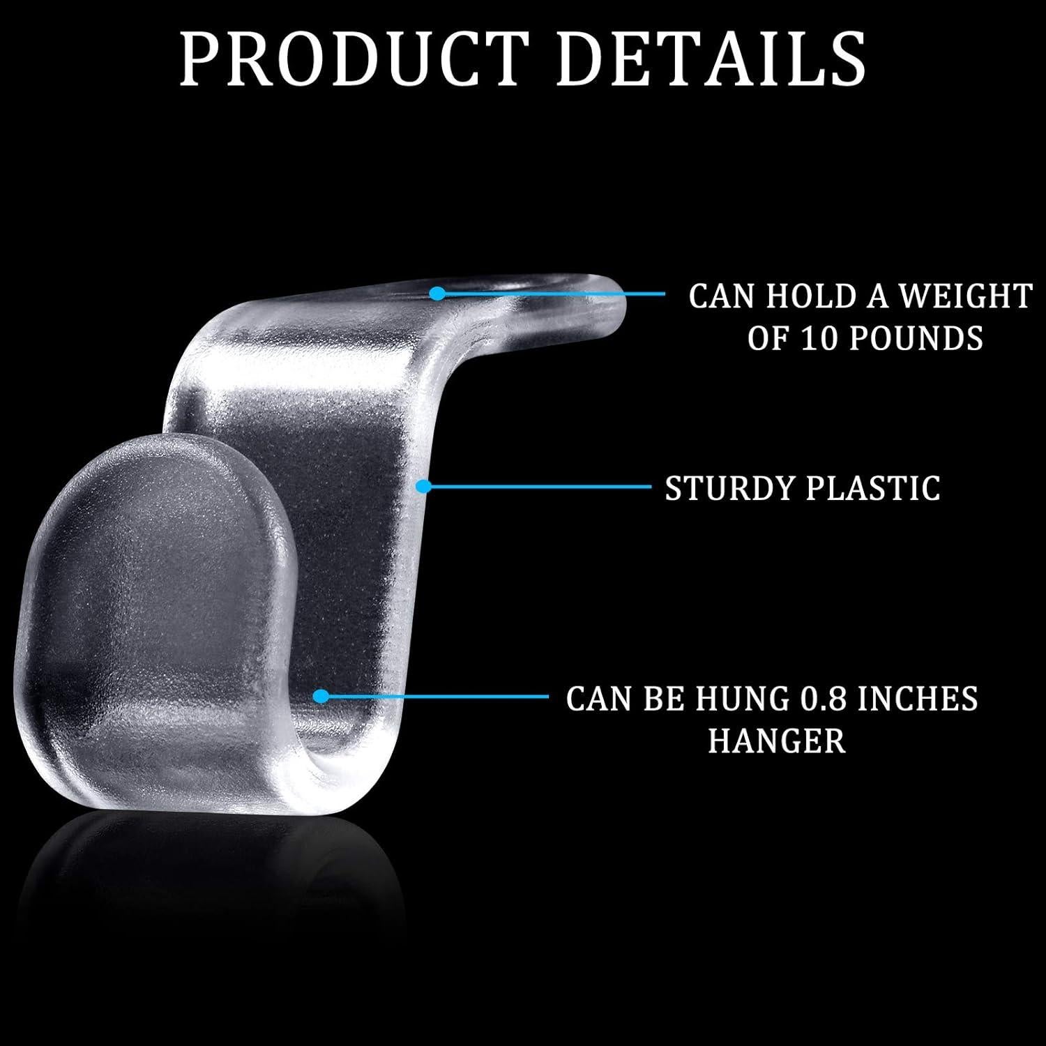 Ganchos Conectores de Perchas Jetec 48 Piezas Transparentes