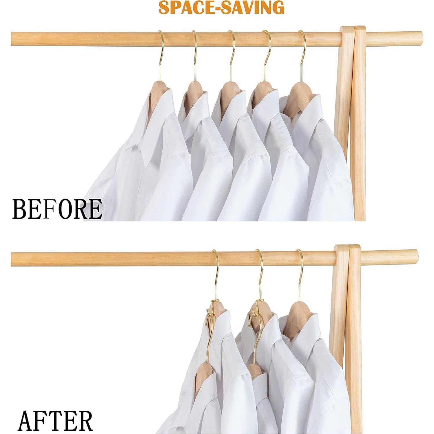 Perchas de Metal Dorado Koobay - Paquete de 36 Ganchos Organizadores