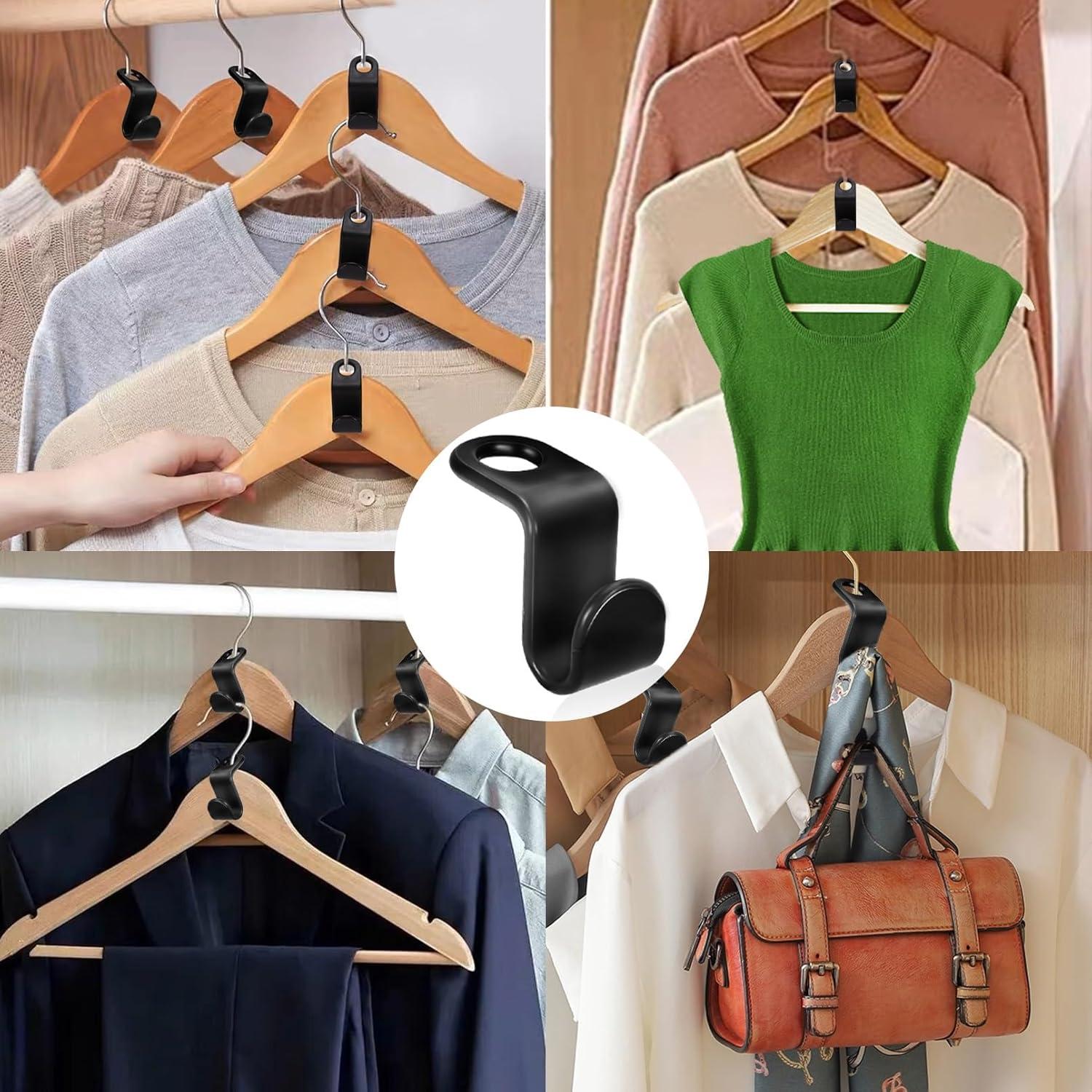 200 Ganchos Conectores de Perchas Dyrfolm - Ahorra Espacio Negro