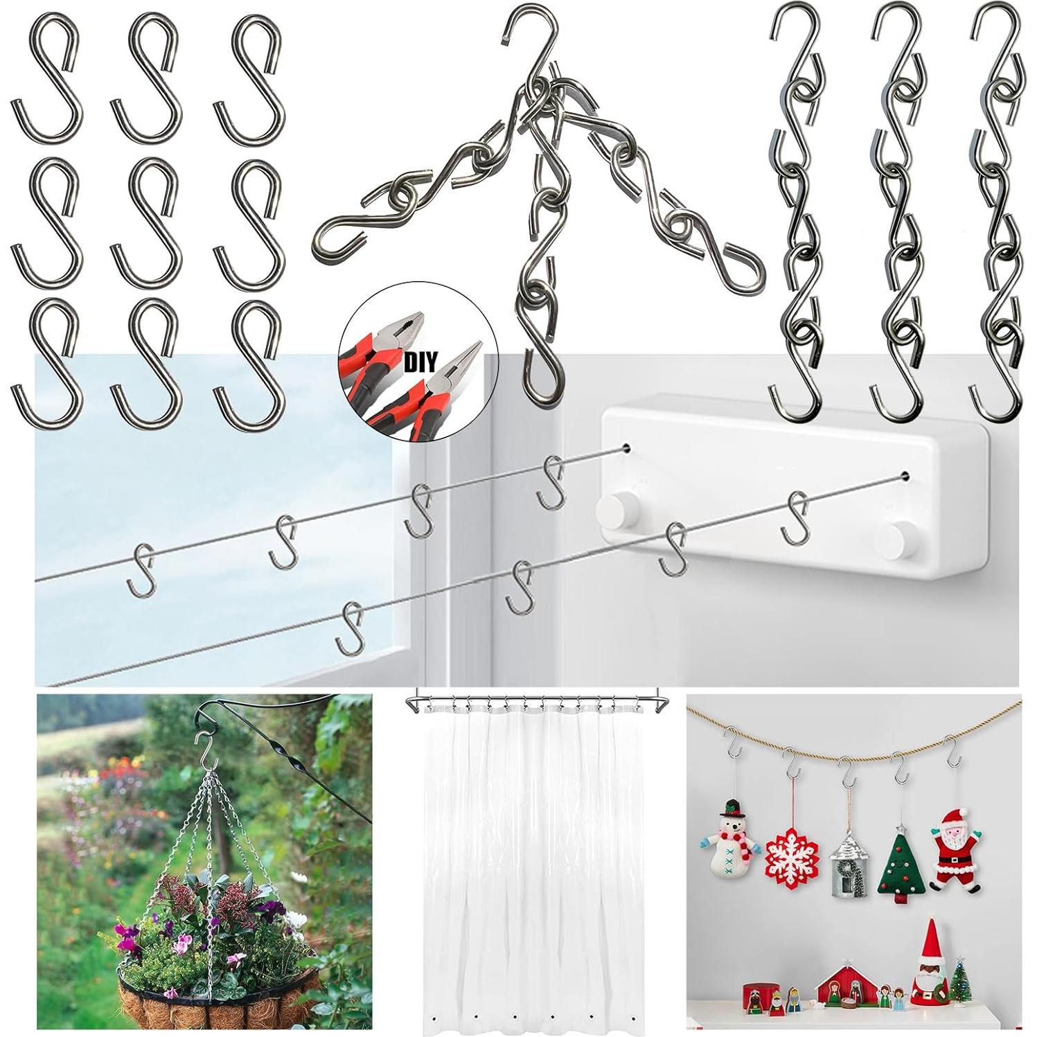 200 Ganchos S Mini WEHOO de Acero Inoxidable 26mm Plata