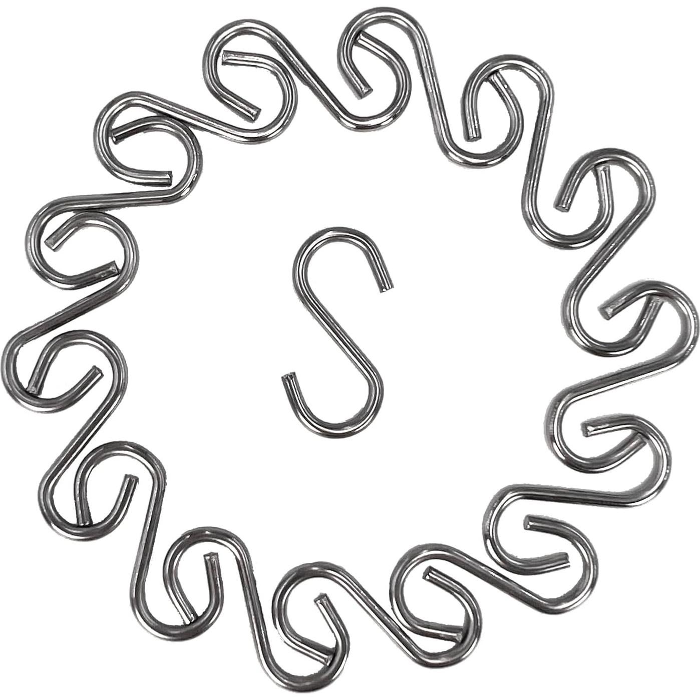 200 Ganchos en S de Acero Inoxidable Vafon 2.54 cm Plata