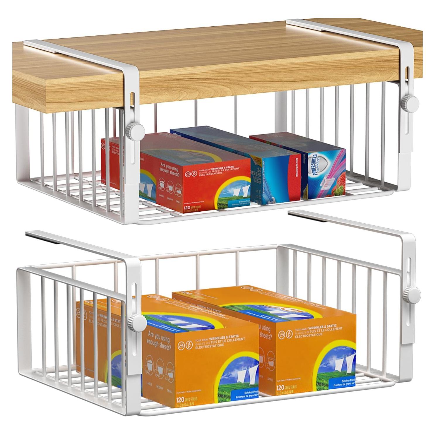 Organizador Bajo Estante AmonHouseware 2 Pack Blanco Ajustable