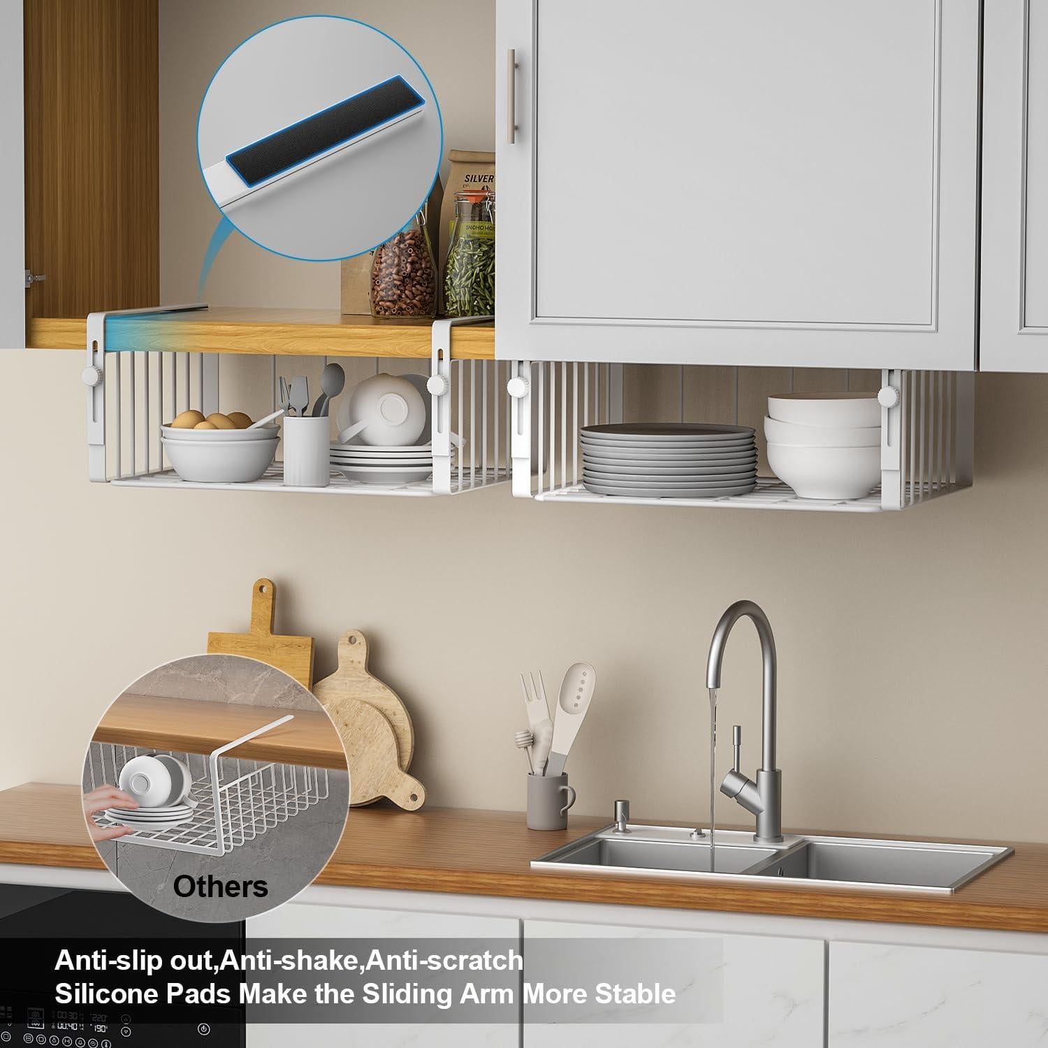 Organizador Bajo Estante AmonHouseware 2 Pack Blanco Ajustable