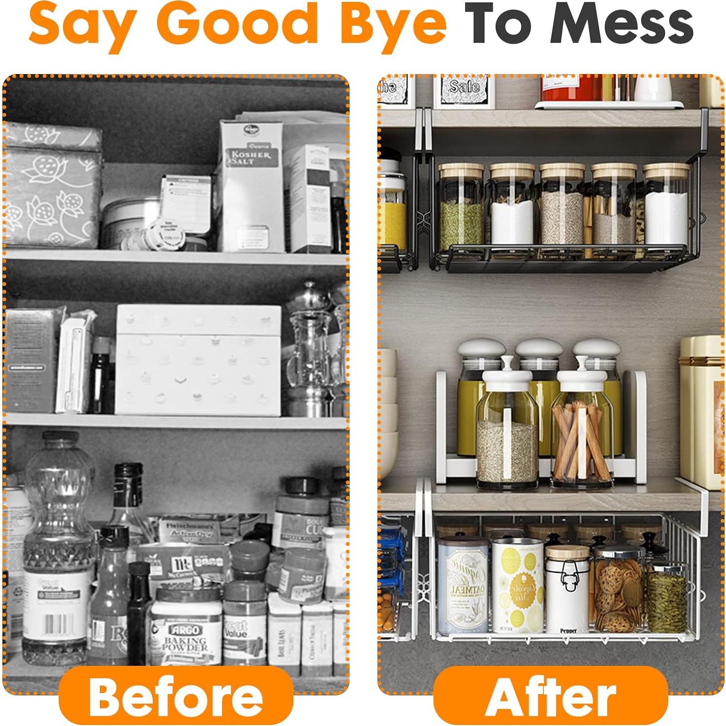 Cestas de Almacenamiento Bajo Estante Resulzon 2 Pack Negro