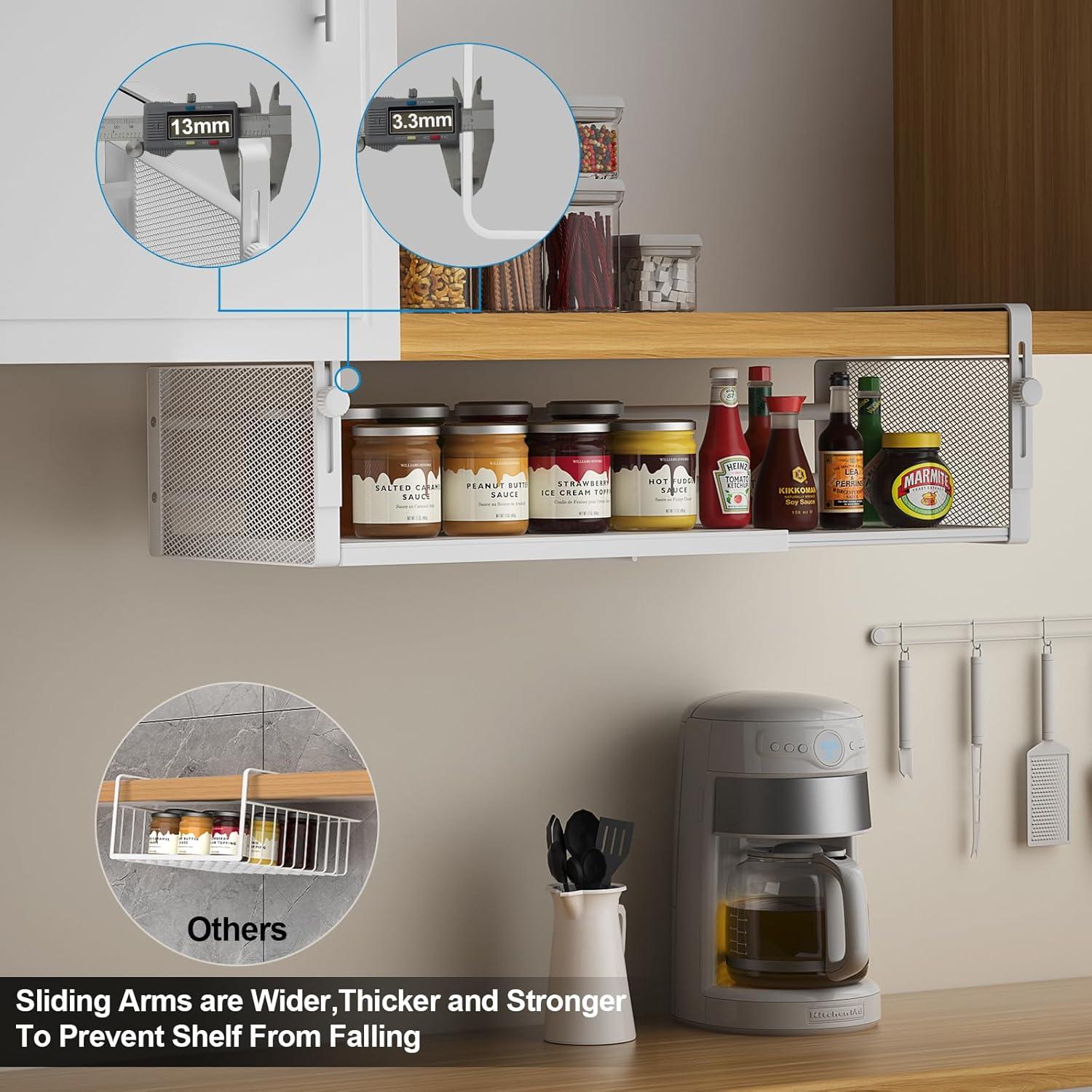 2 Pack Canasta Bajo Estante AmonHouseware Ajustable 37.8-57.4cm