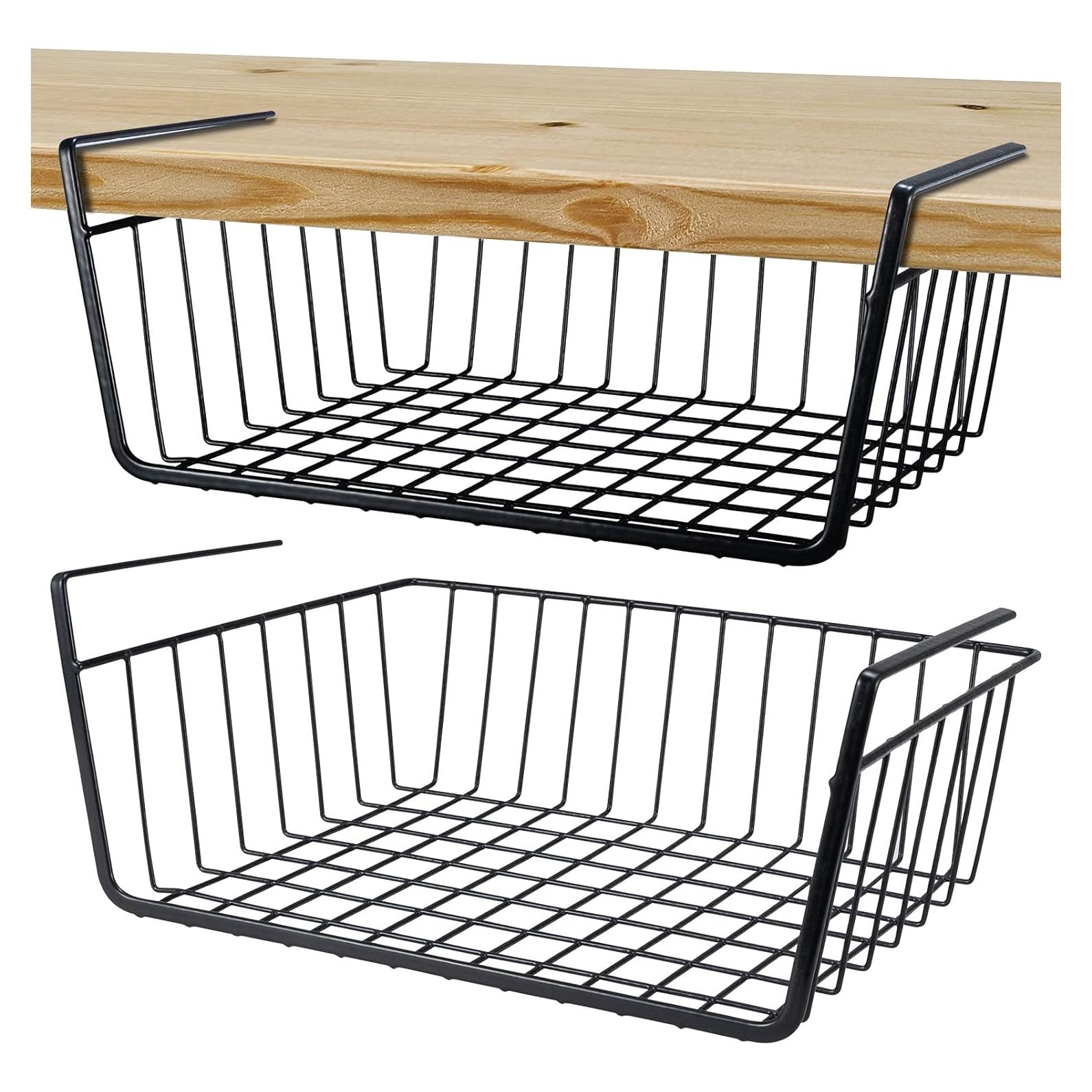 Cesta de Almacenamiento Bajo Estante Metalica ELEATTRUN 2 PCS