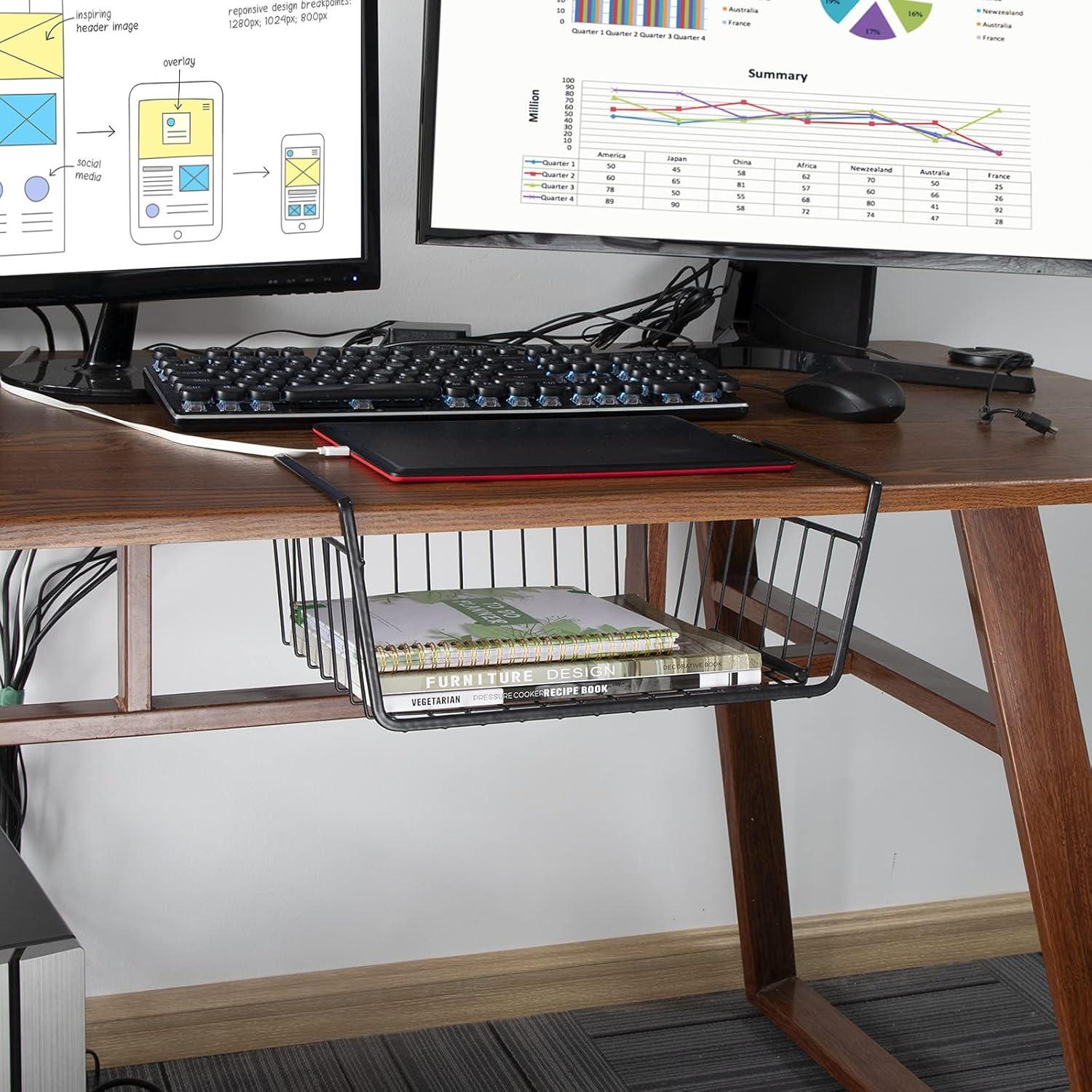 Cesta de Almacenamiento Bajo Estante Metalica ELEATTRUN 2 PCS