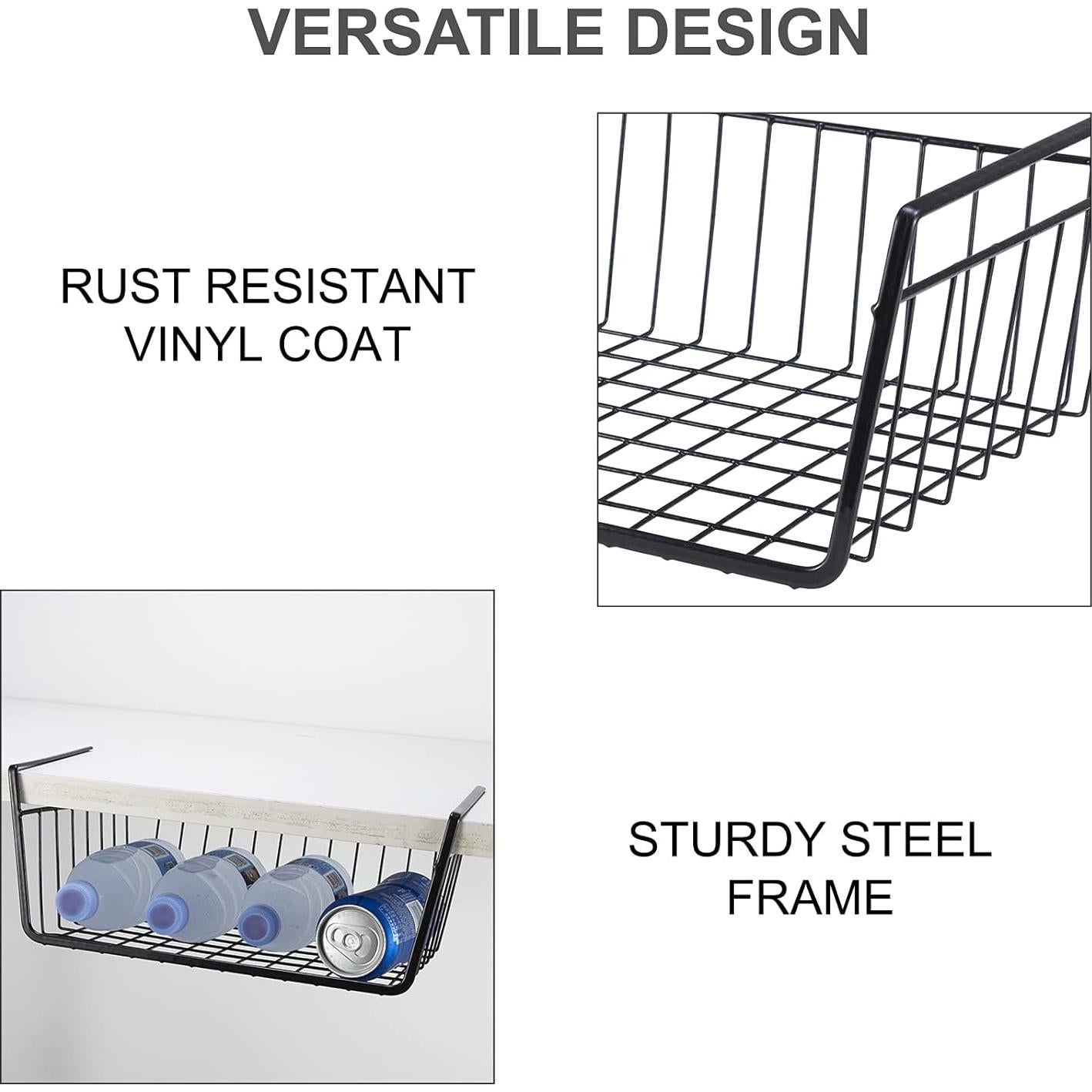 Cesta de Almacenamiento Bajo Estante Metalica ELEATTRUN 2 PCS