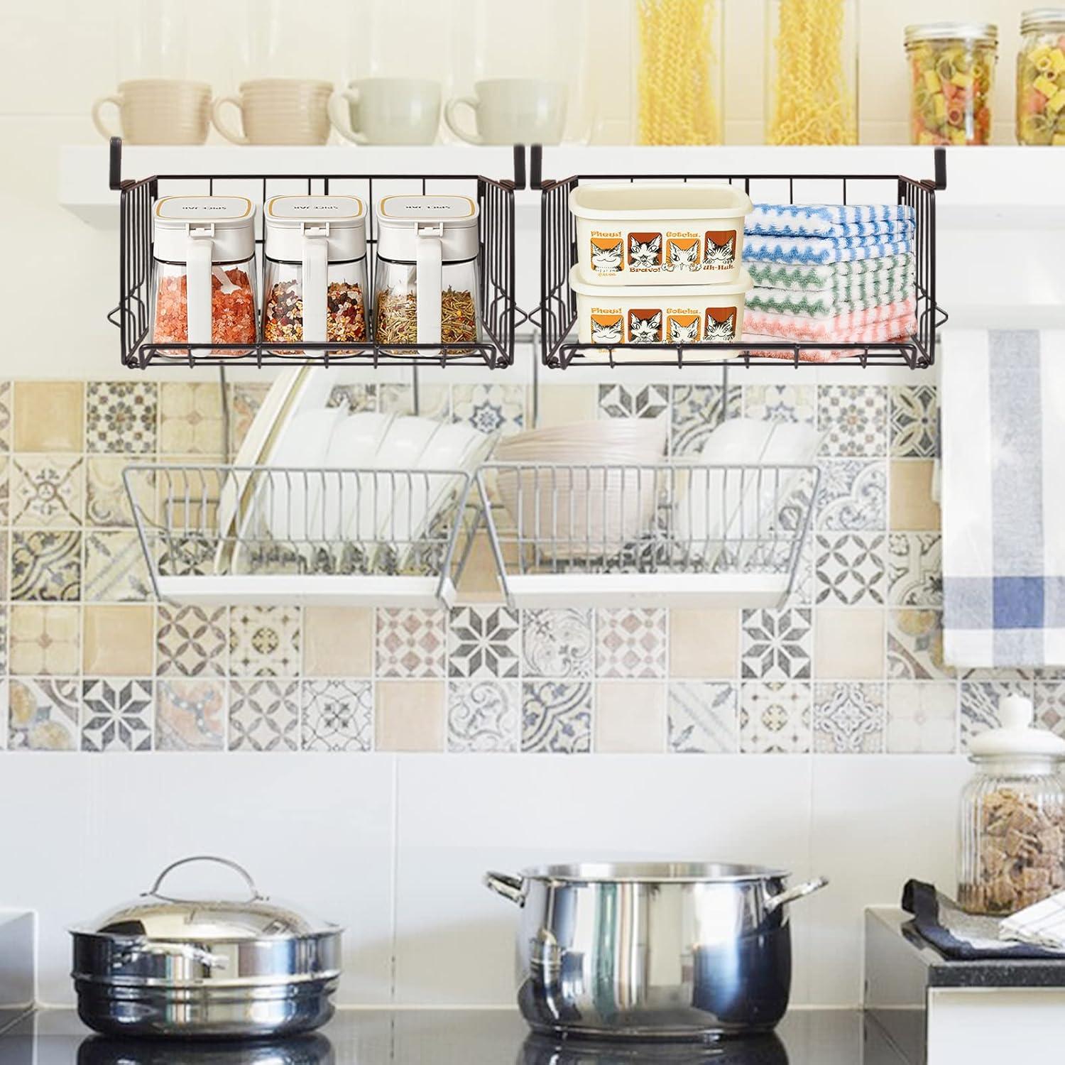 Cestas de Almacenamiento Colgantes Davi, 4 Piezas, Negro