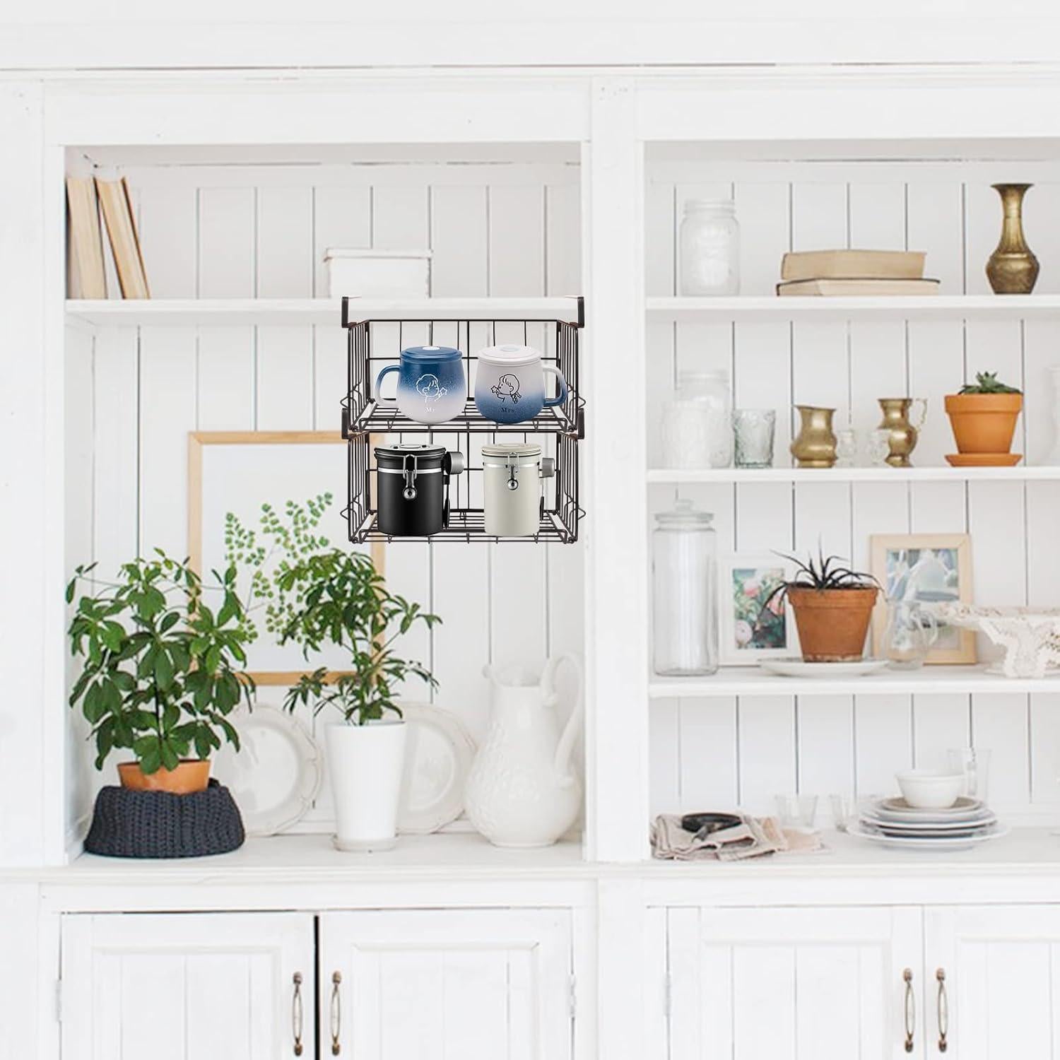 Cestas de Almacenamiento Colgantes Davi, 4 Piezas, Negro