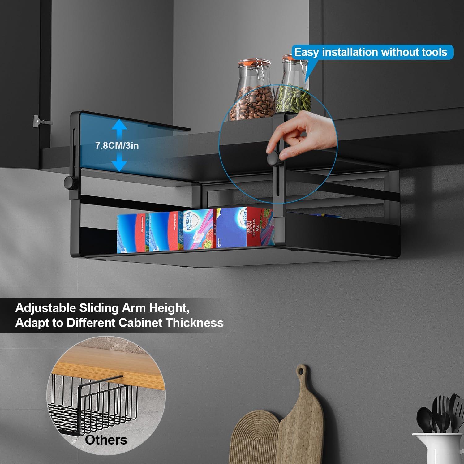 2 Cestas de Almacenamiento Bajo Estante AmonHouseware Negro