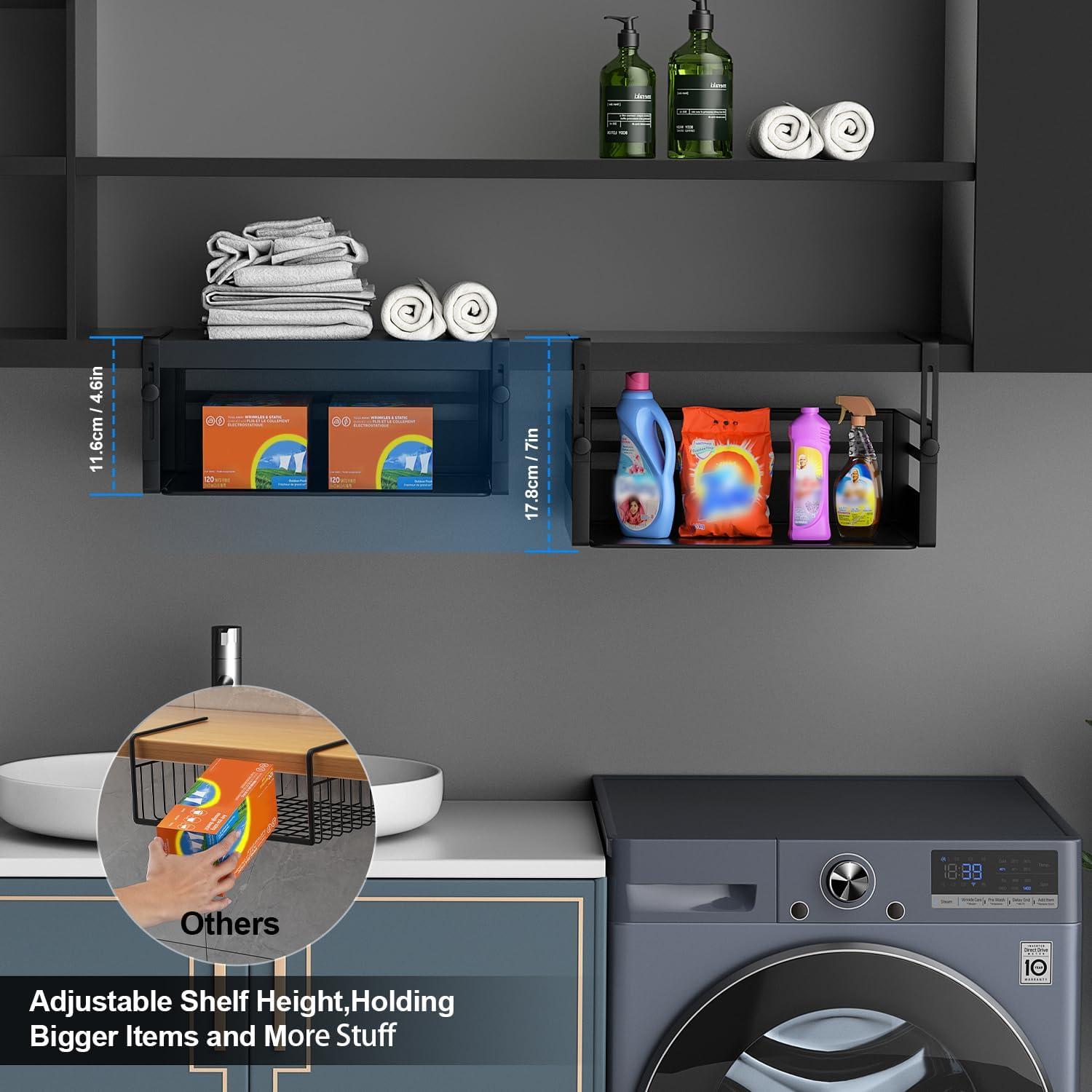 2 Cestas de Almacenamiento Bajo Estante AmonHouseware Negro