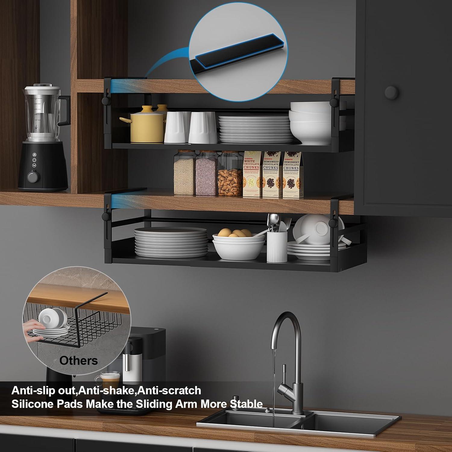 Organizador Bajo Estante 2 Pack AmonHouseware Ajustable 33-52cm