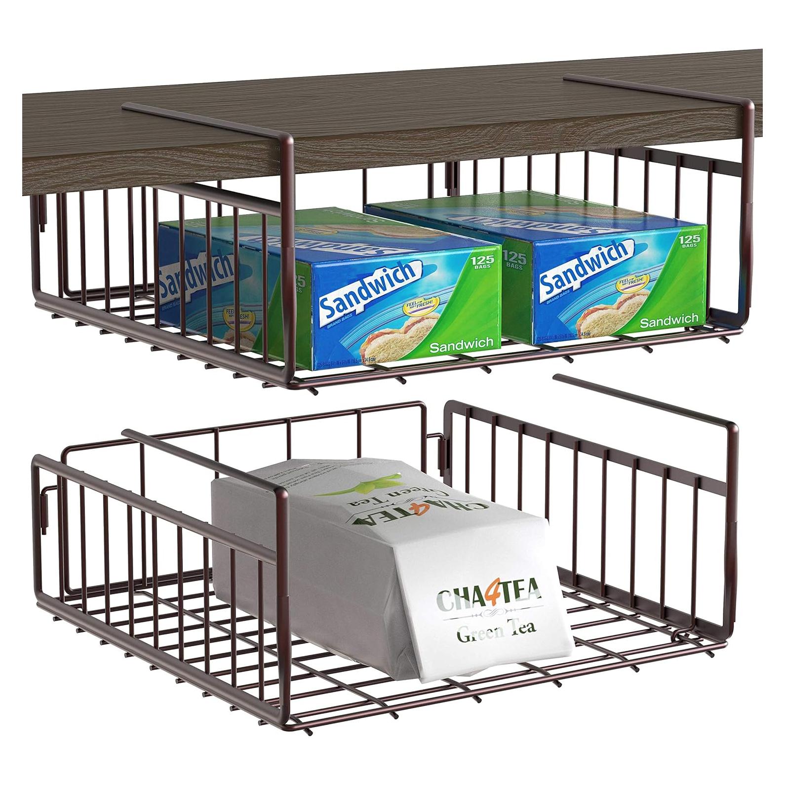 Cesta Bajo Estante Simple Houseware Bronce 2 Paquete