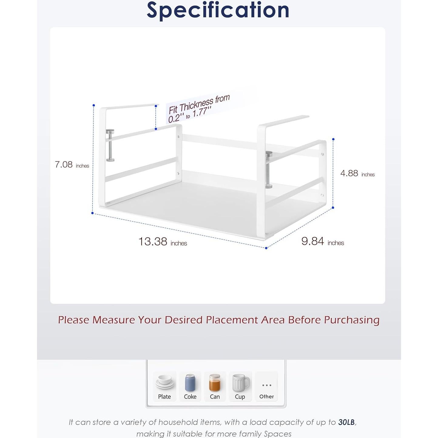 Organizador Bajo Estante Nxconsu 2 Pack Blanco 25x34 cm