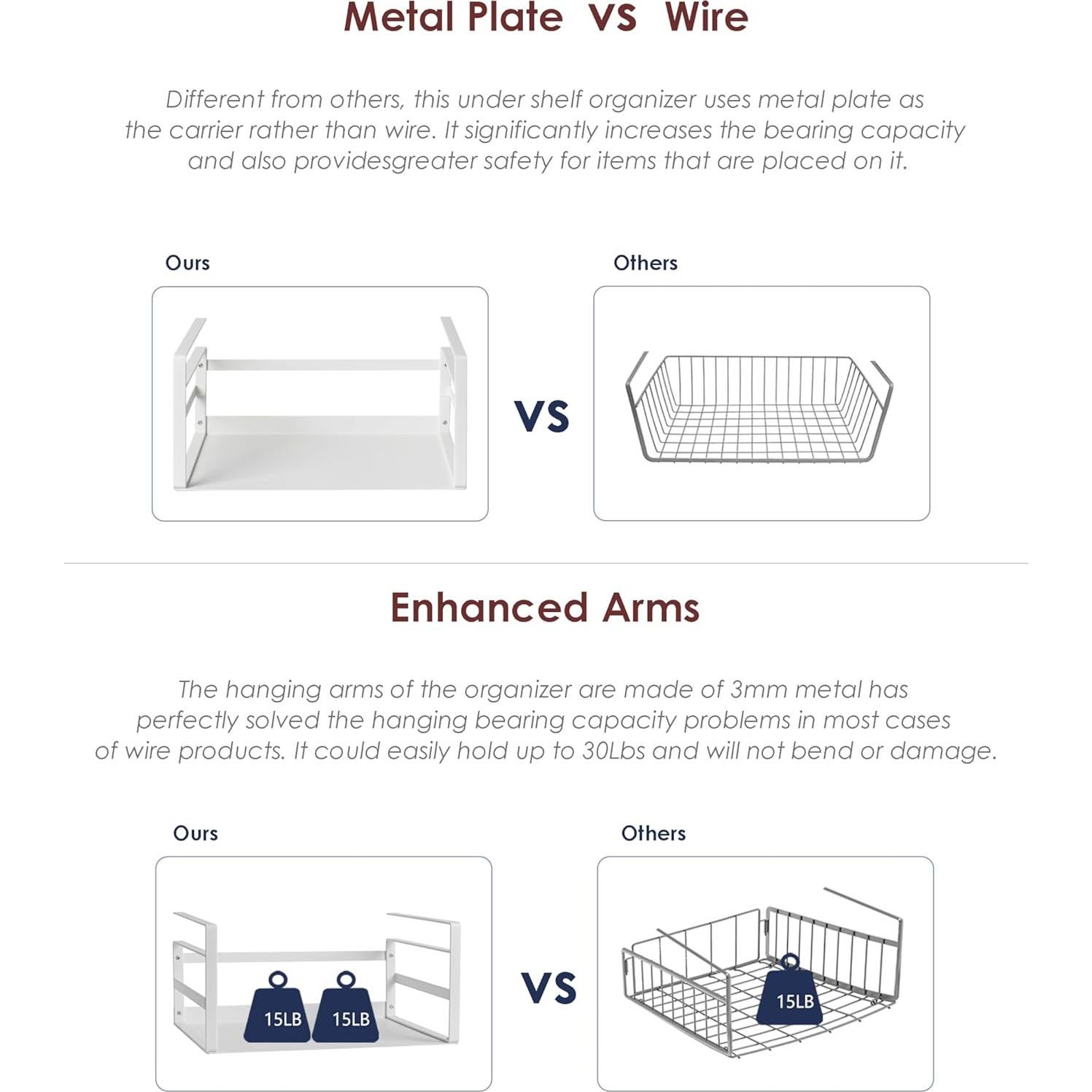 Organizador Bajo Estante Nxconsu 2 Pack Blanco 25x34 cm