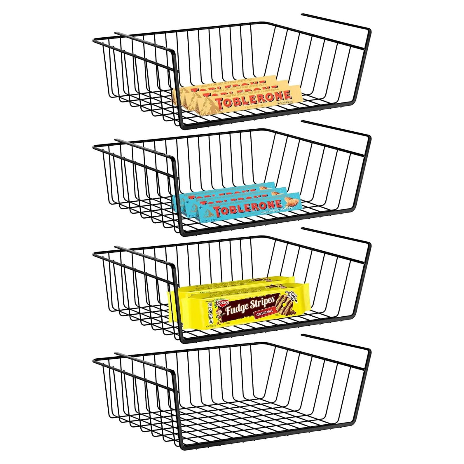 Paquete de 4 cestas organizadoras Dveda para estante bajo gabinete - Metal negro