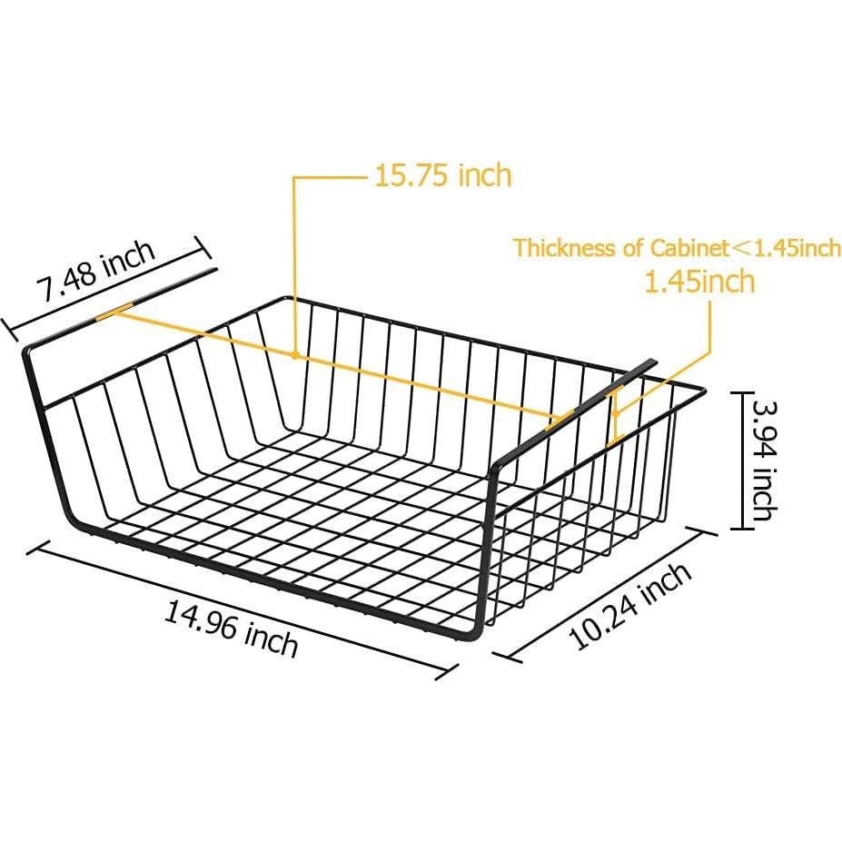 Paquete de 4 cestas organizadoras Dveda para estante bajo gabinete - Metal negro