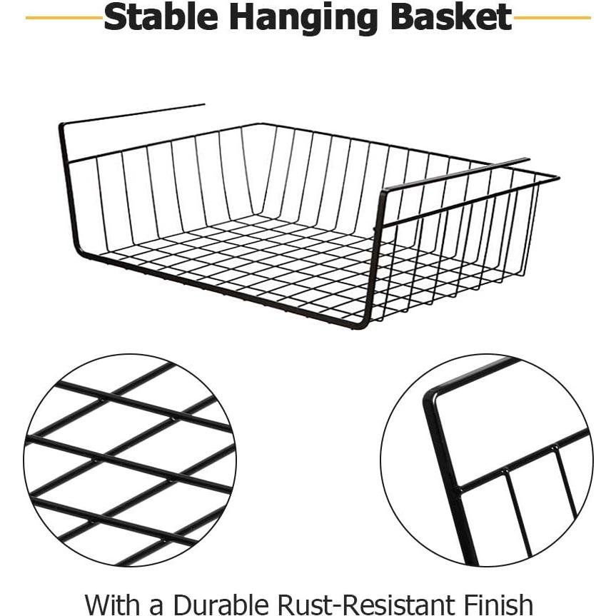 Paquete de 4 cestas organizadoras Dveda para estante bajo gabinete - Metal negro