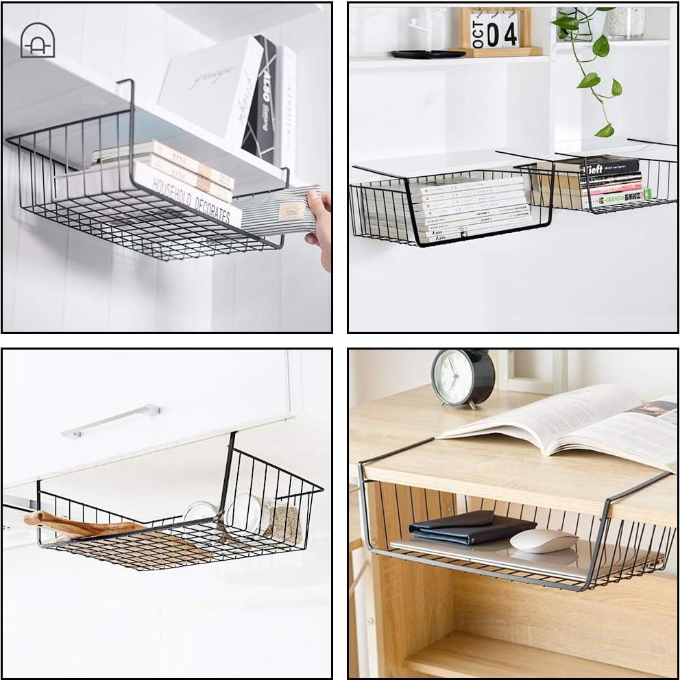 Paquete de 4 cestas organizadoras Dveda para estante bajo gabinete - Metal negro