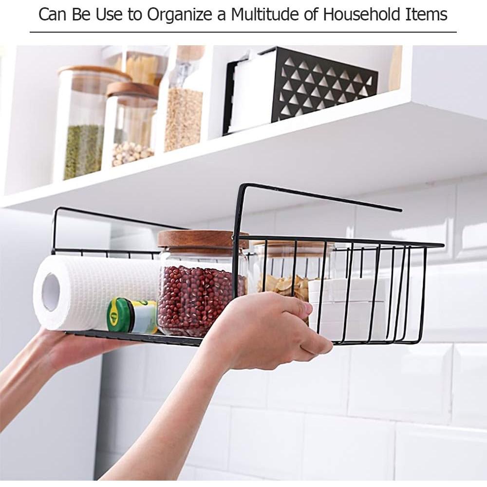 Paquete de 4 cestas organizadoras Dveda para estante bajo gabinete - Metal negro