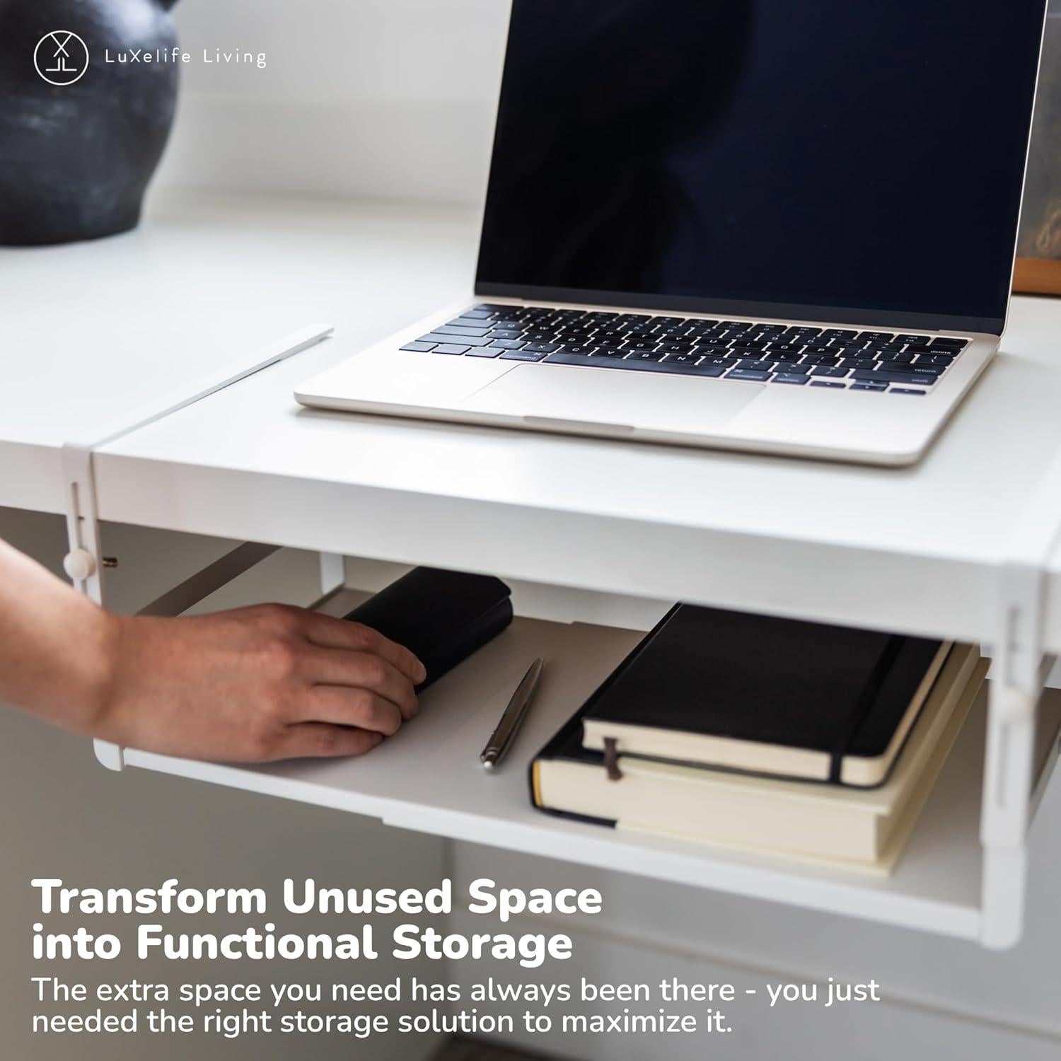 Organizador Bajo Estante Expandible Luxelife - 2 Piezas, Blanco