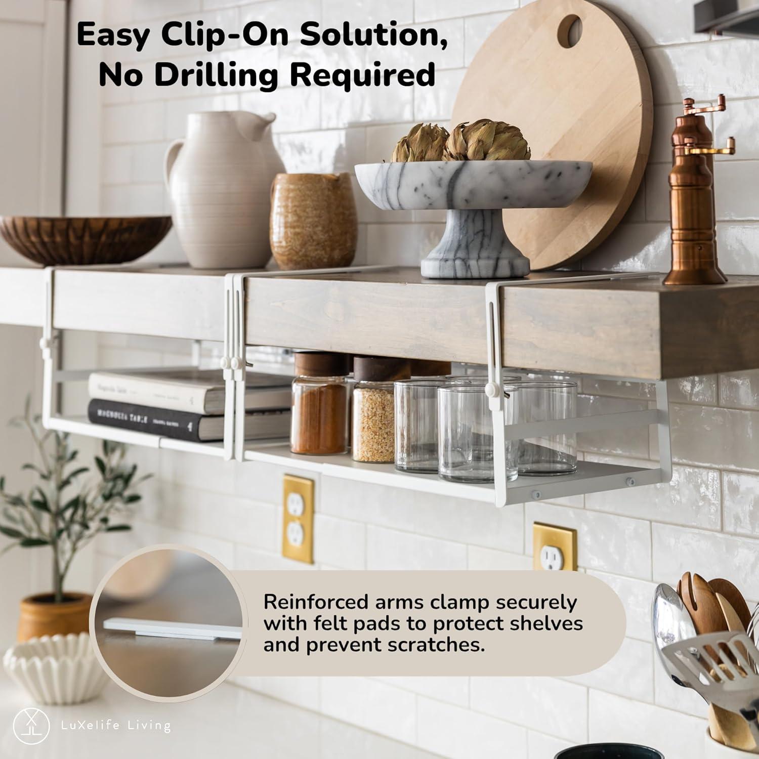 Organizador Bajo Estante Expandible Luxelife - 2 Piezas, Blanco