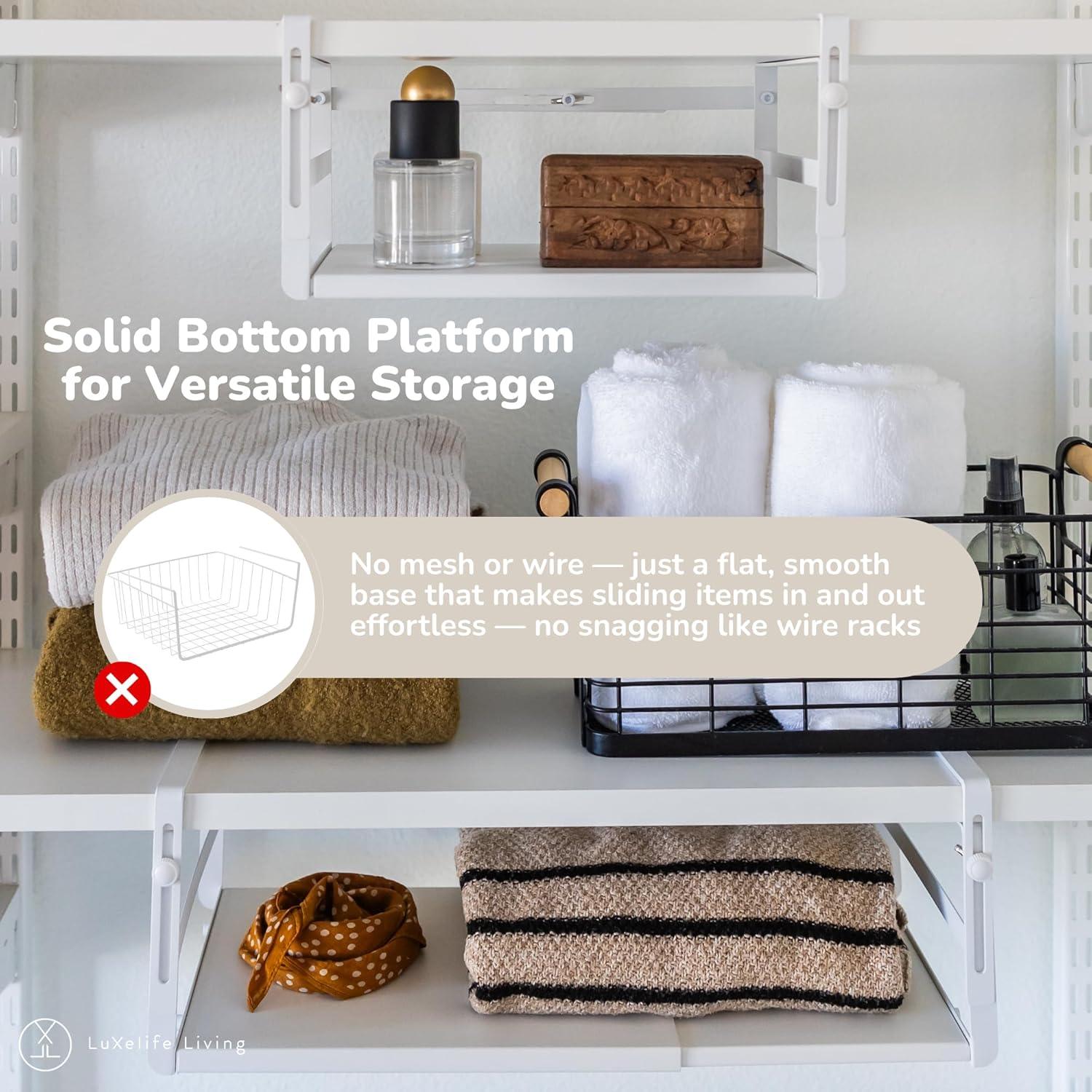 Organizador Bajo Estante Expandible Luxelife - 2 Piezas, Blanco