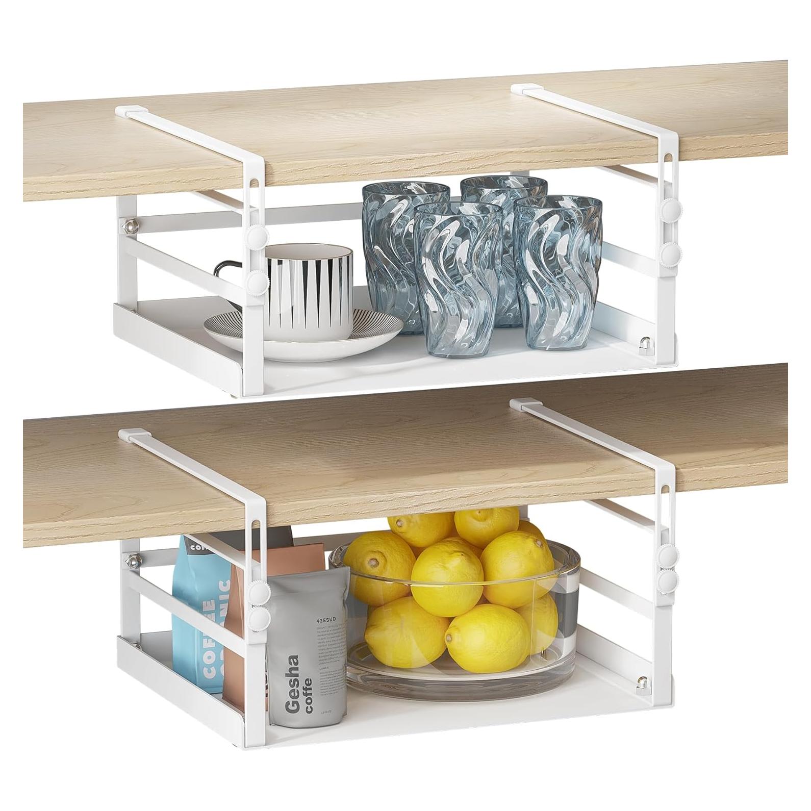 Organizador de Canasta de Metal HENGI 2 Paquete Ajustable Blanco