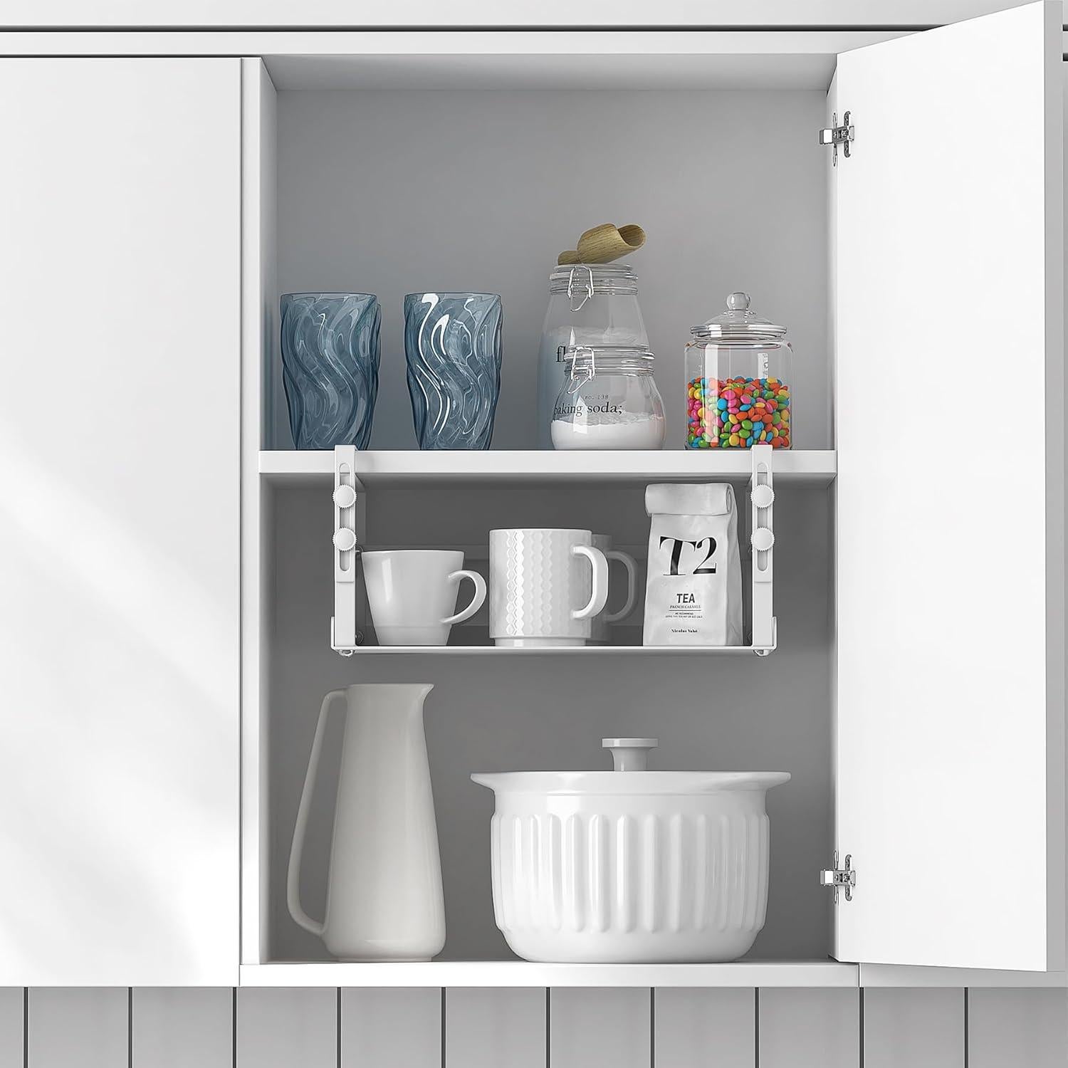 Organizador de Canasta de Metal HENGI 2 Paquete Ajustable Blanco