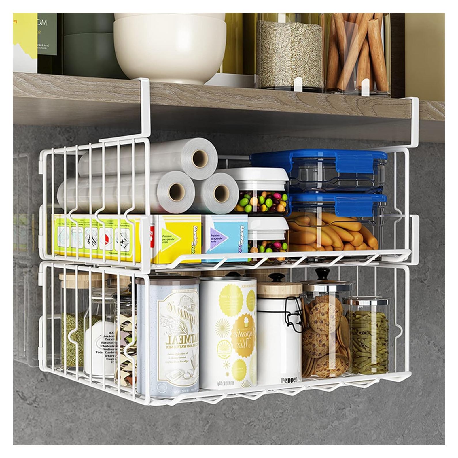 Cestas de Almacenamiento Plegables PowerKing, 2 Paquete, Blanco