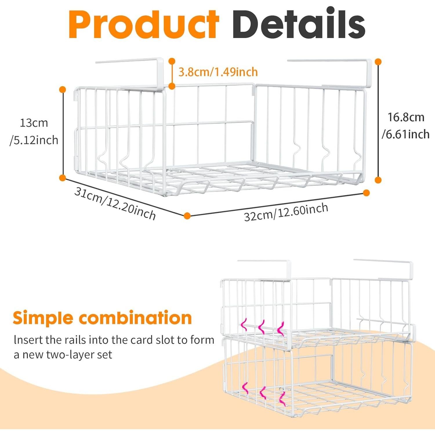 Cestas de Almacenamiento Plegables PowerKing, 2 Paquete, Blanco